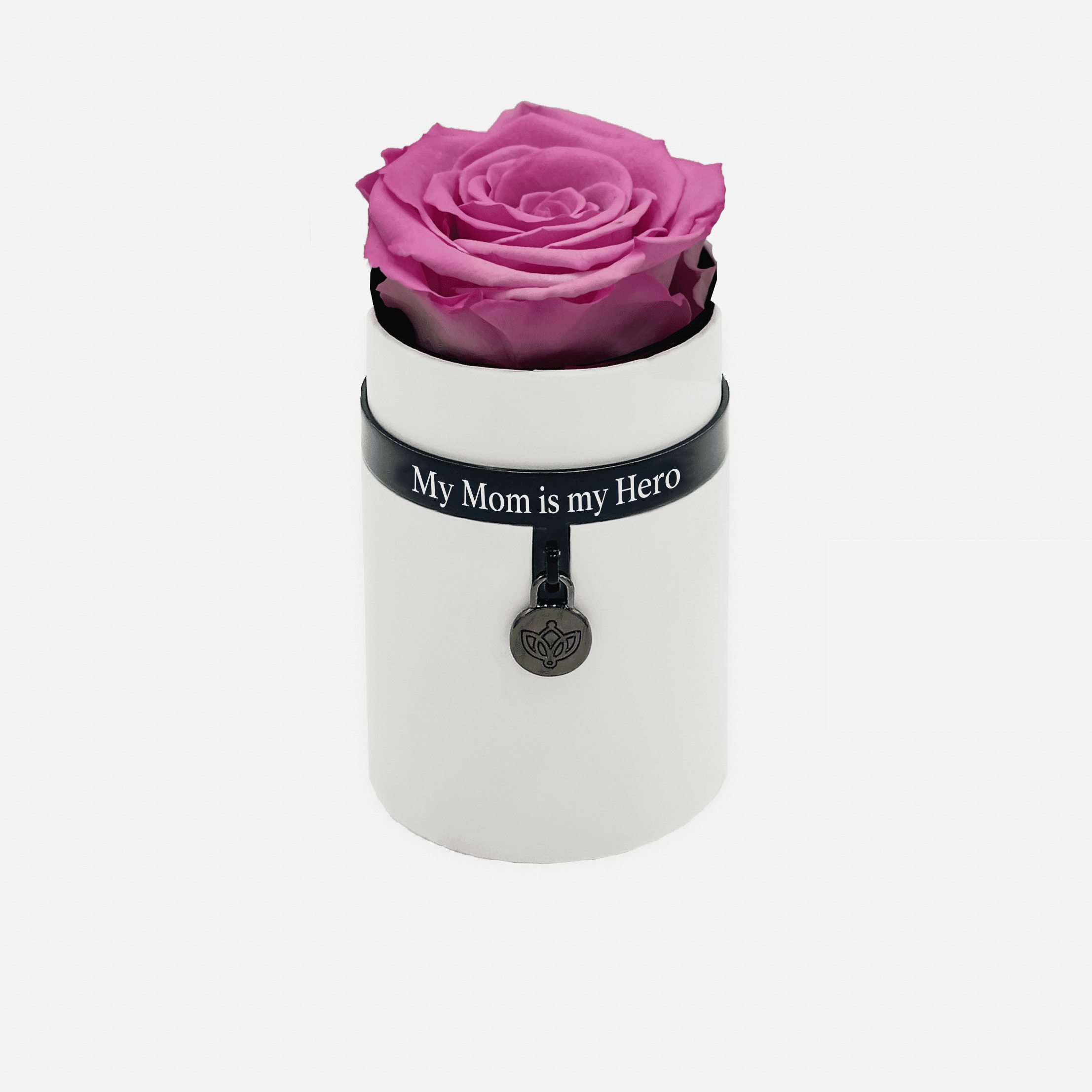 One in a Million™ Round White Box | My Mom is my Hero | Candy Pink Rose