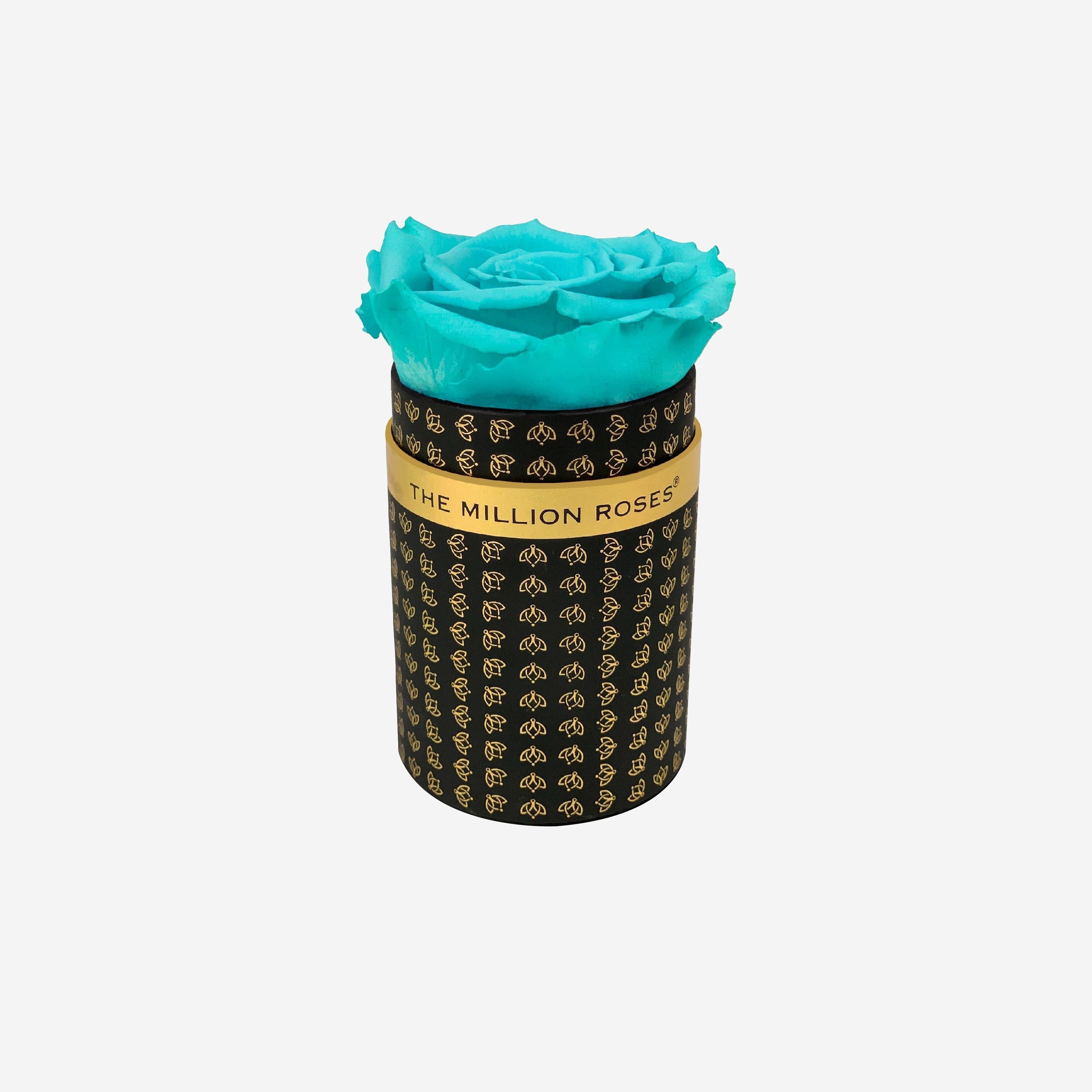 Single Black Monogram Box | Turquoise Rose - The Million Roses
