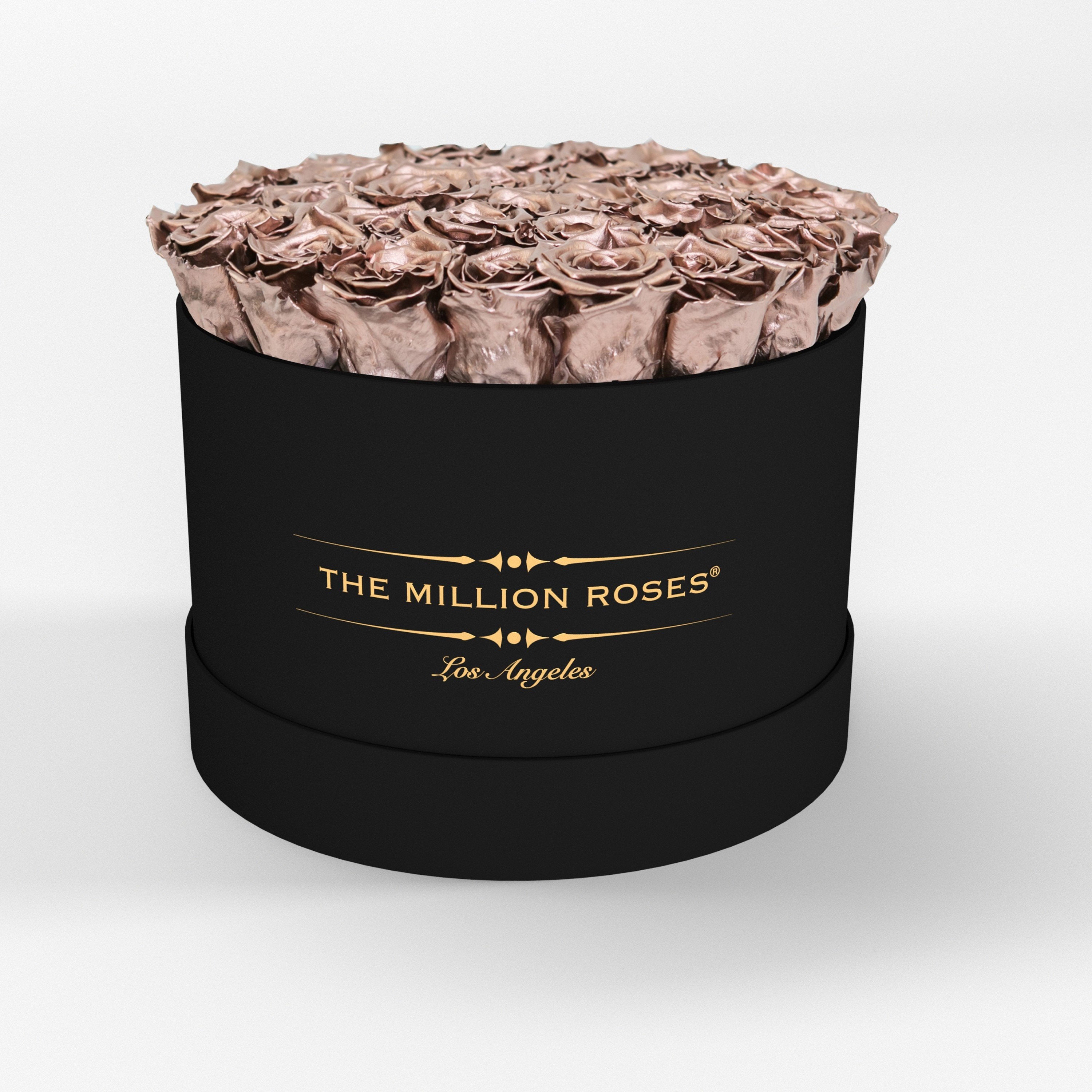 ( LA ) Black - Premium Box with Rose Gold Roses Kit - the million roses