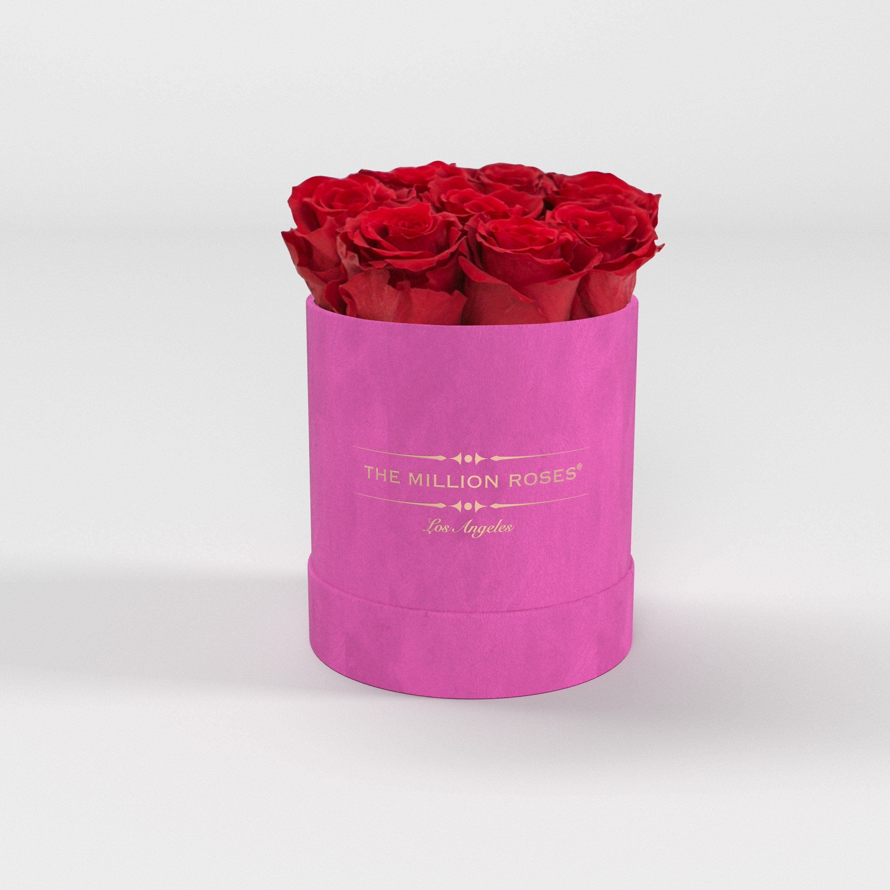 ( LA ) Hot Pink - Suede - Basic Box with Red Roses Kit - the million roses
