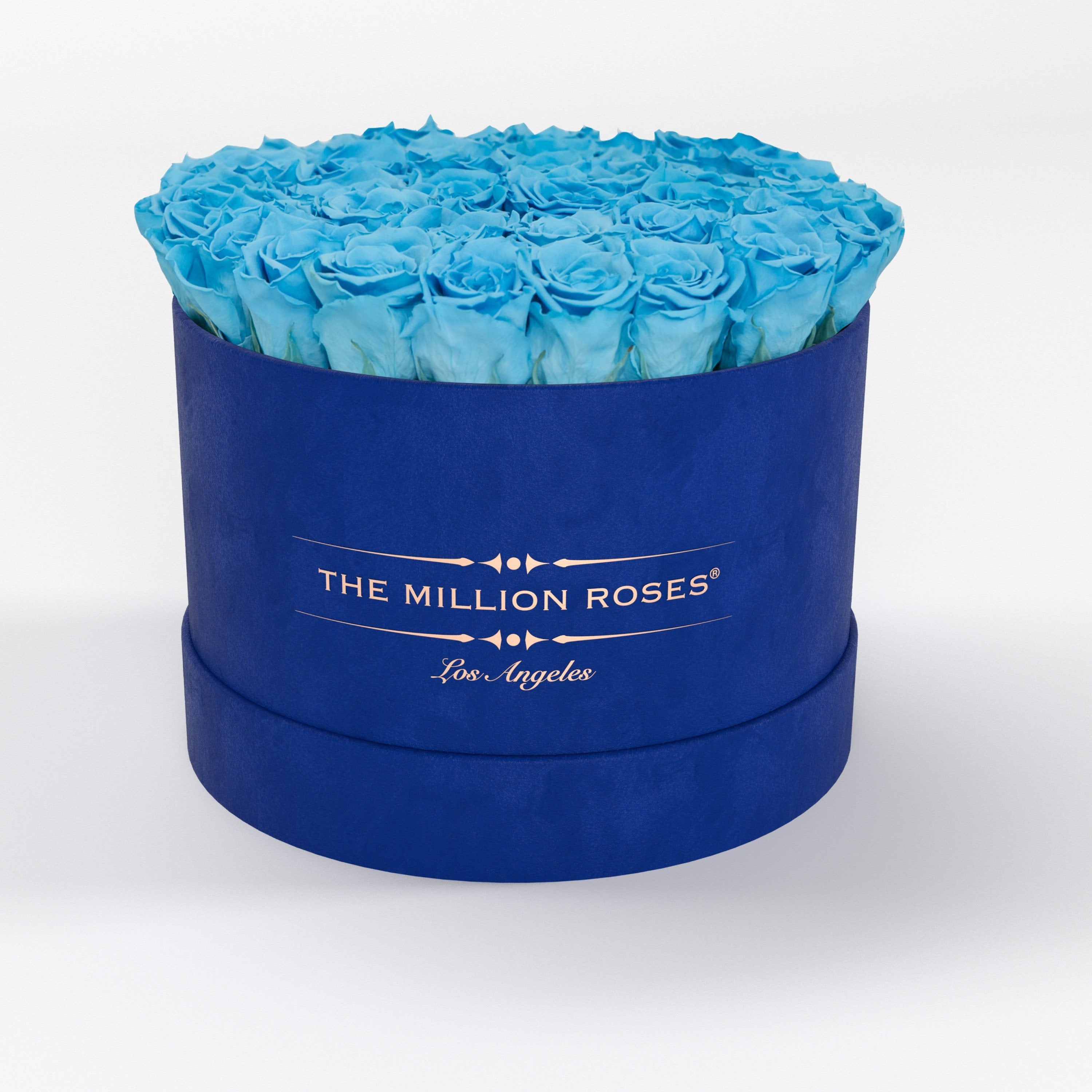 ( LA ) Blue - Suede - Premium Box with Light Blue Roses Kit - the million roses