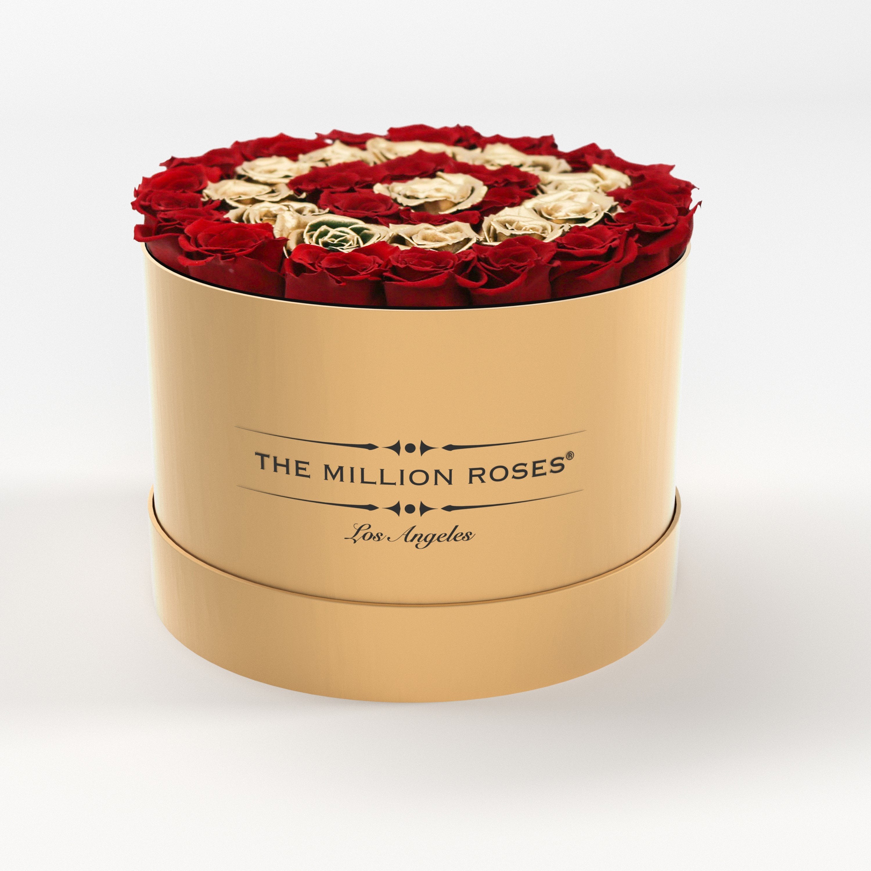 ( LA ) Gold - Premium Box with Red and Gold ( Target ) Roses Kit - the million roses