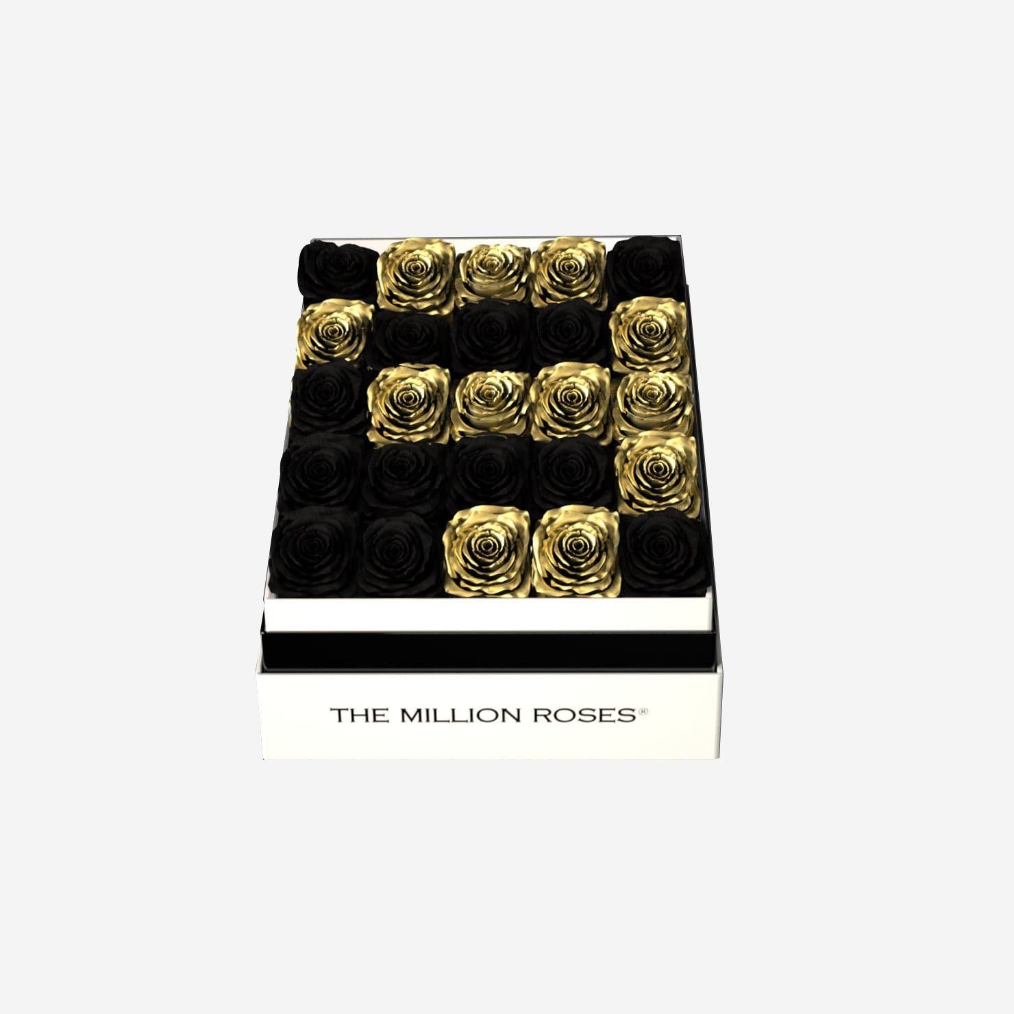 One In A Million™ Square White Box | Gold Roses | Heart & Alphanumeric