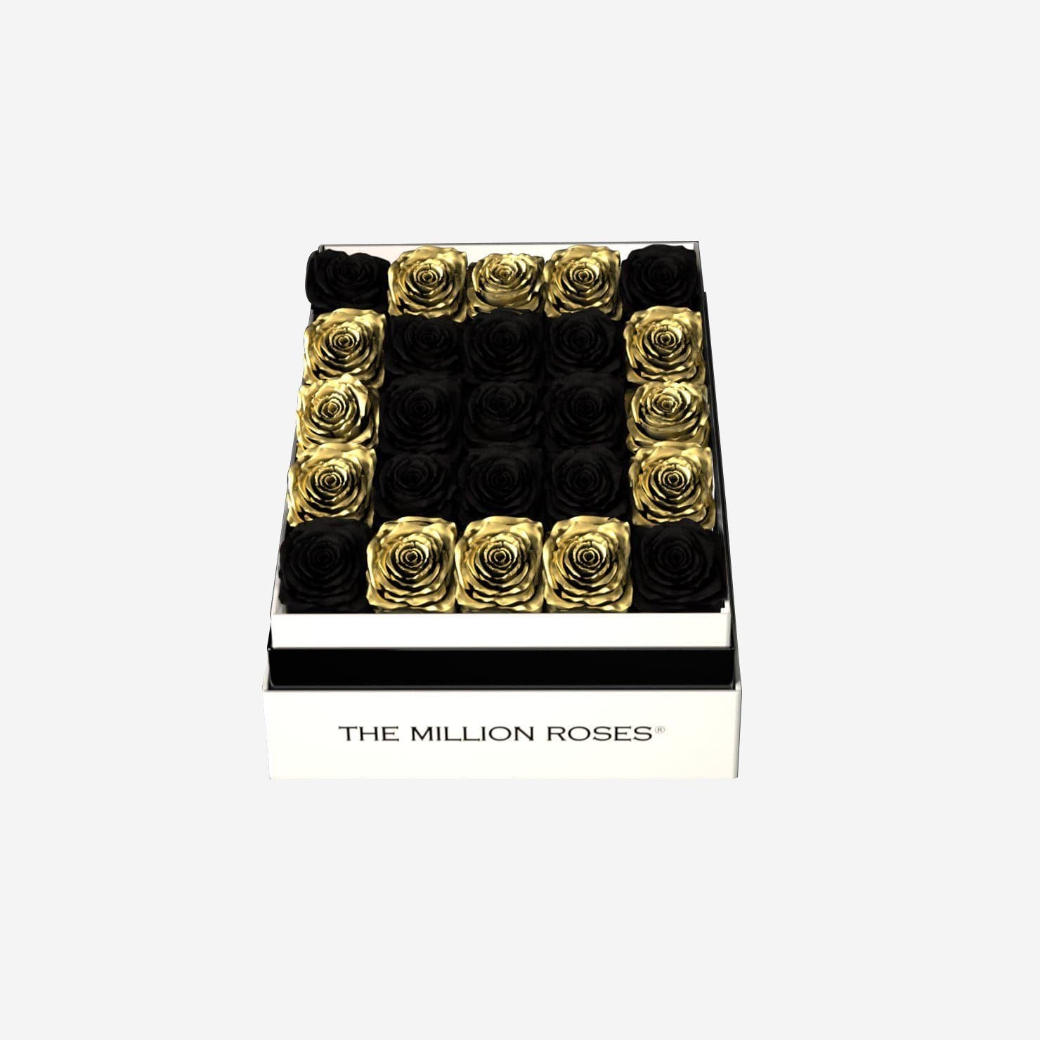 One In A Million™ Square White Box | Gold Roses | Heart & Alphanumeric