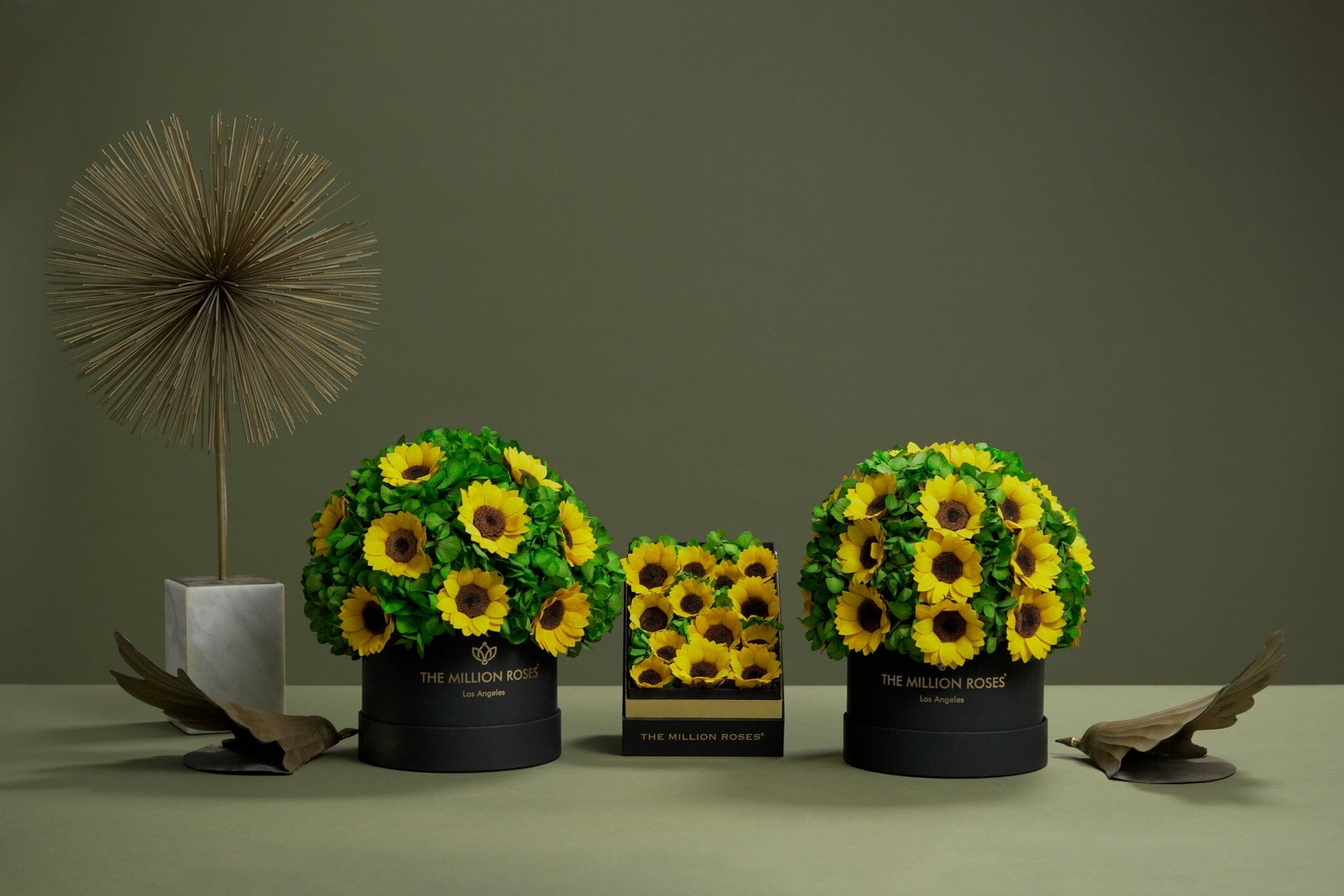 Two Sunflower Arrangements And One Sunflower Square Box - The Million Roses®
