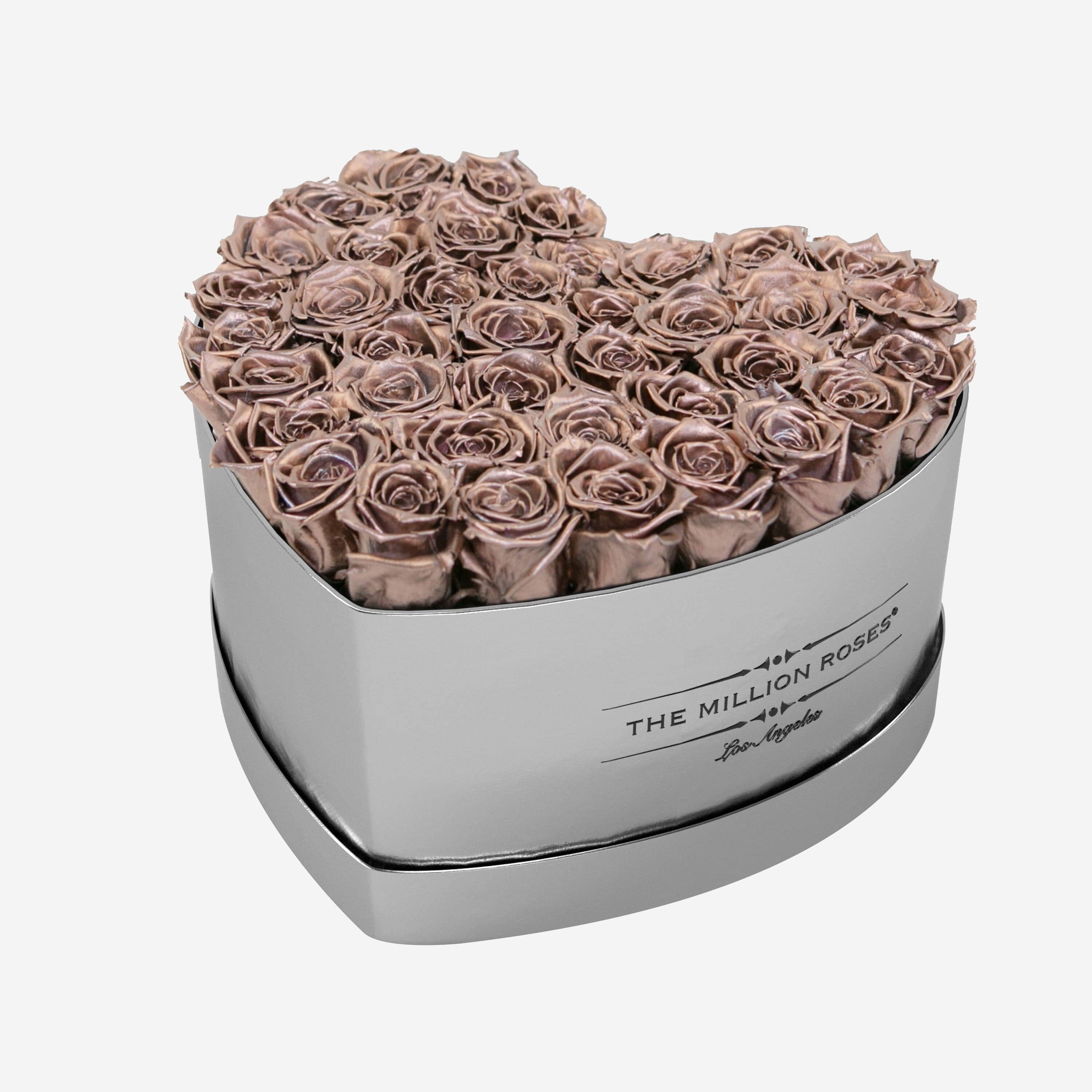 Heart Mirror Silver Box | Rose Gold Roses - The Million Roses