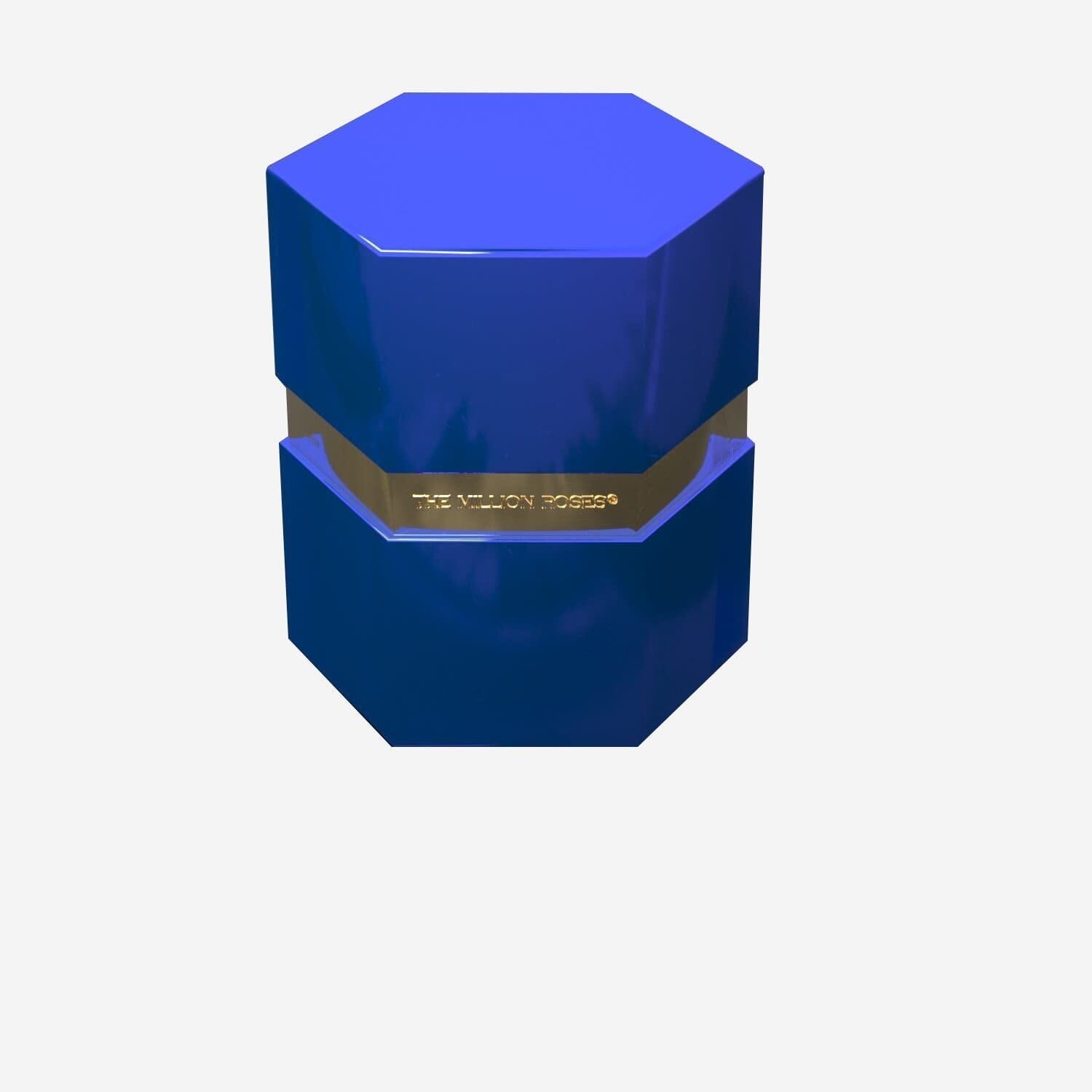 One in a Million™ Mirror Blue Hexagon Box | White & Gold Roses - The Million Roses