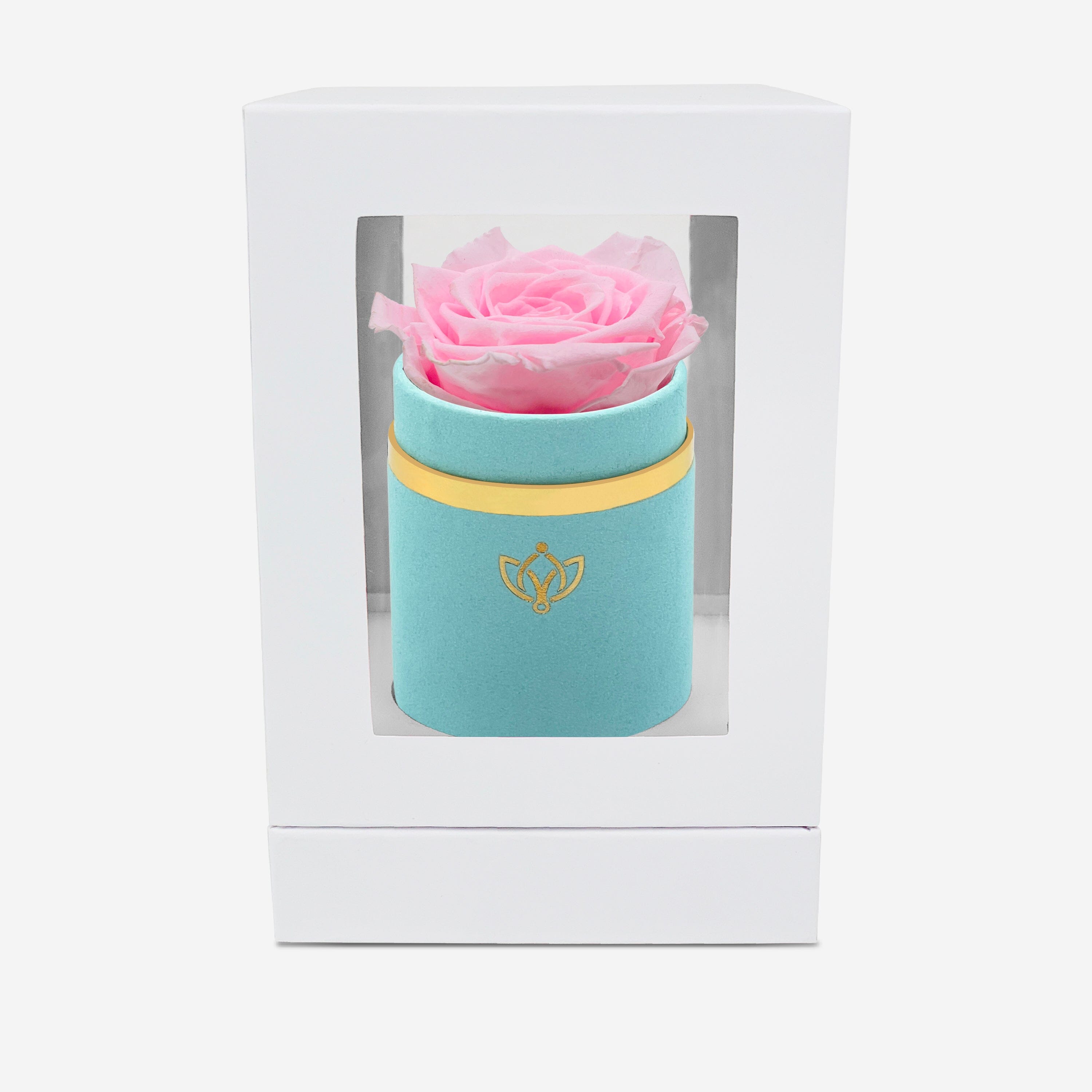 Single Mint Green Suede Box | Pink Lace Rose - The Million Roses