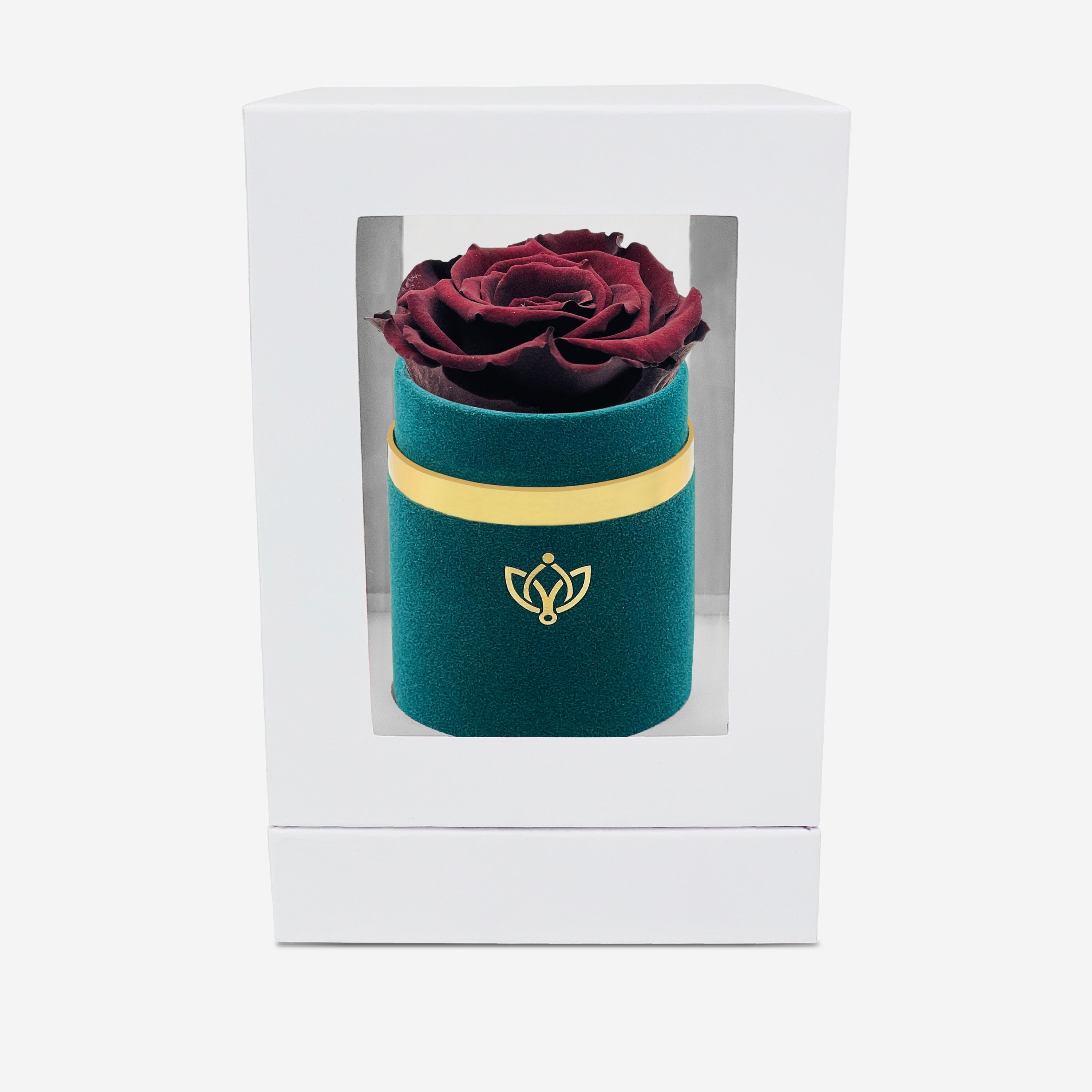 Single Dark Green Suede Box | Mahogany Rose - The Million Roses