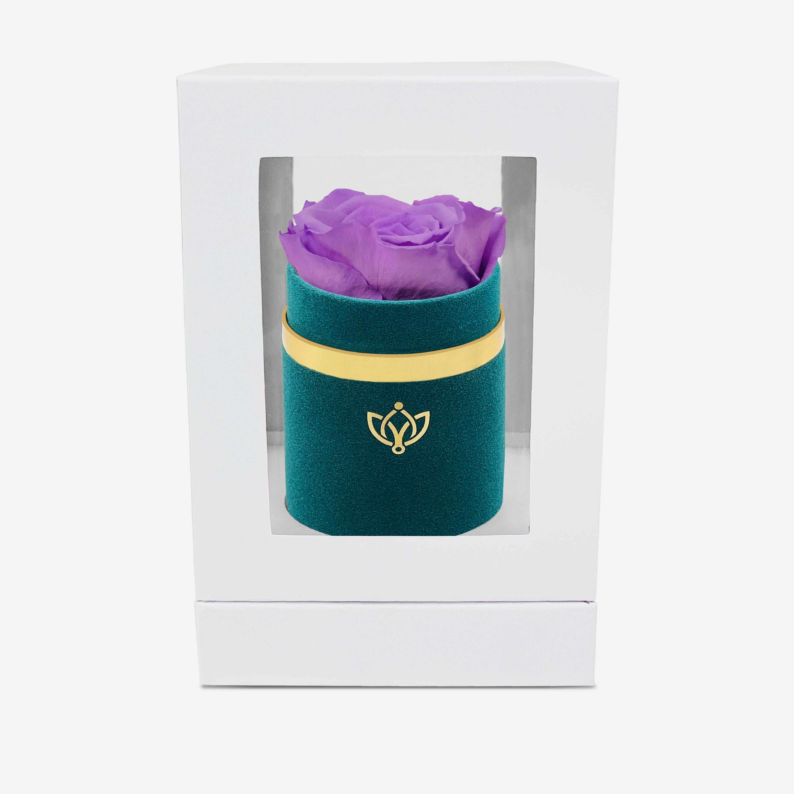 Single Dark Green Suede Box | Lavender Rose - The Million Roses