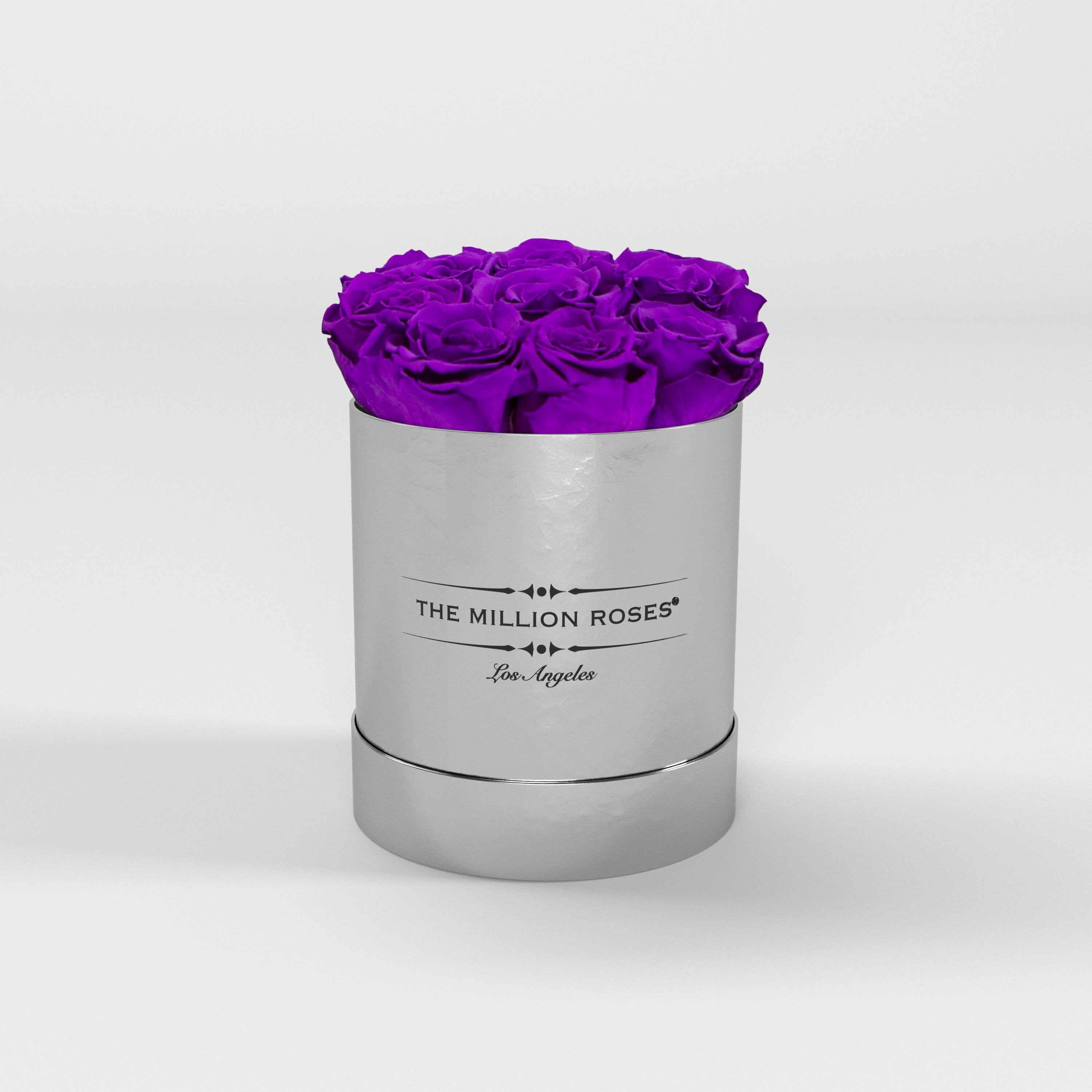 ( LA ) Silver - Basic Box with Bright Purple Roses