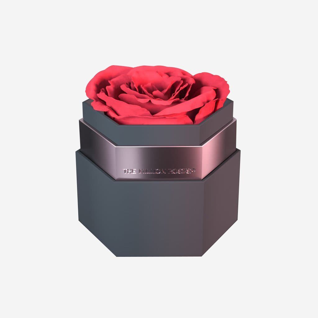 One in a Million™ Gray Hexagon Box | Coral Rose - The Million Roses