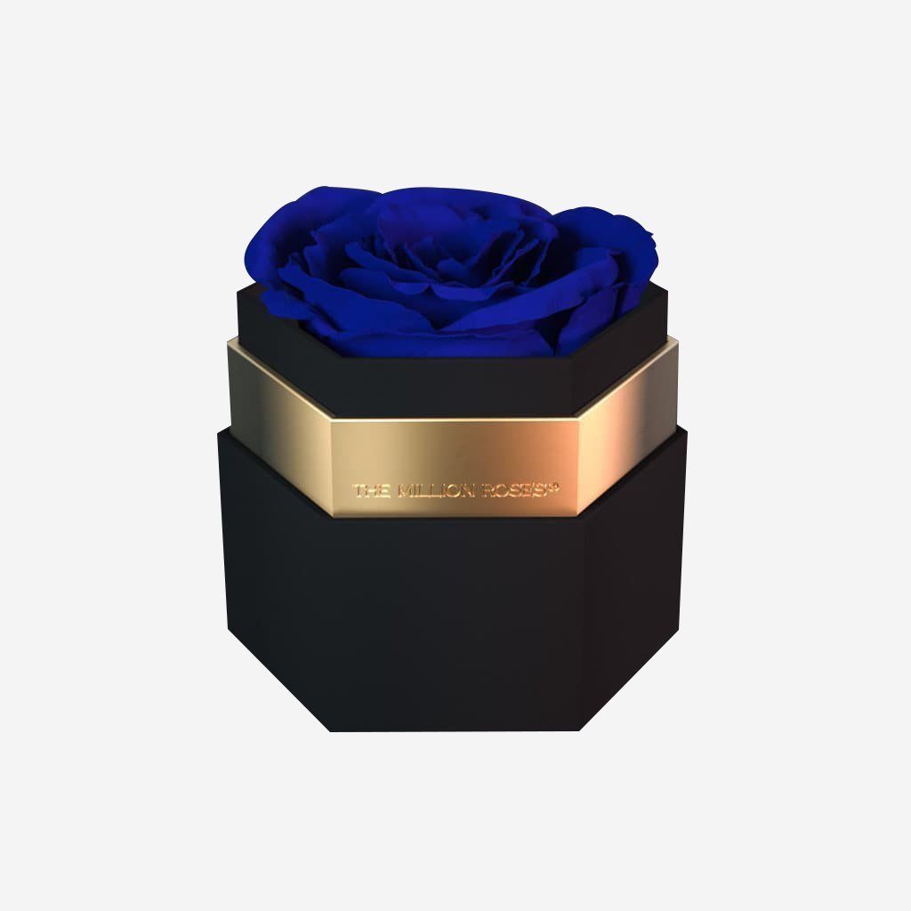 One in a Million™ Black Mirror Hexagon Box | Royal Blue Rose - The Million Roses
