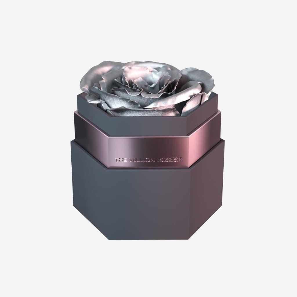 One in a Million™ Gray Hexagon Box | Silver Rose - The Million Roses