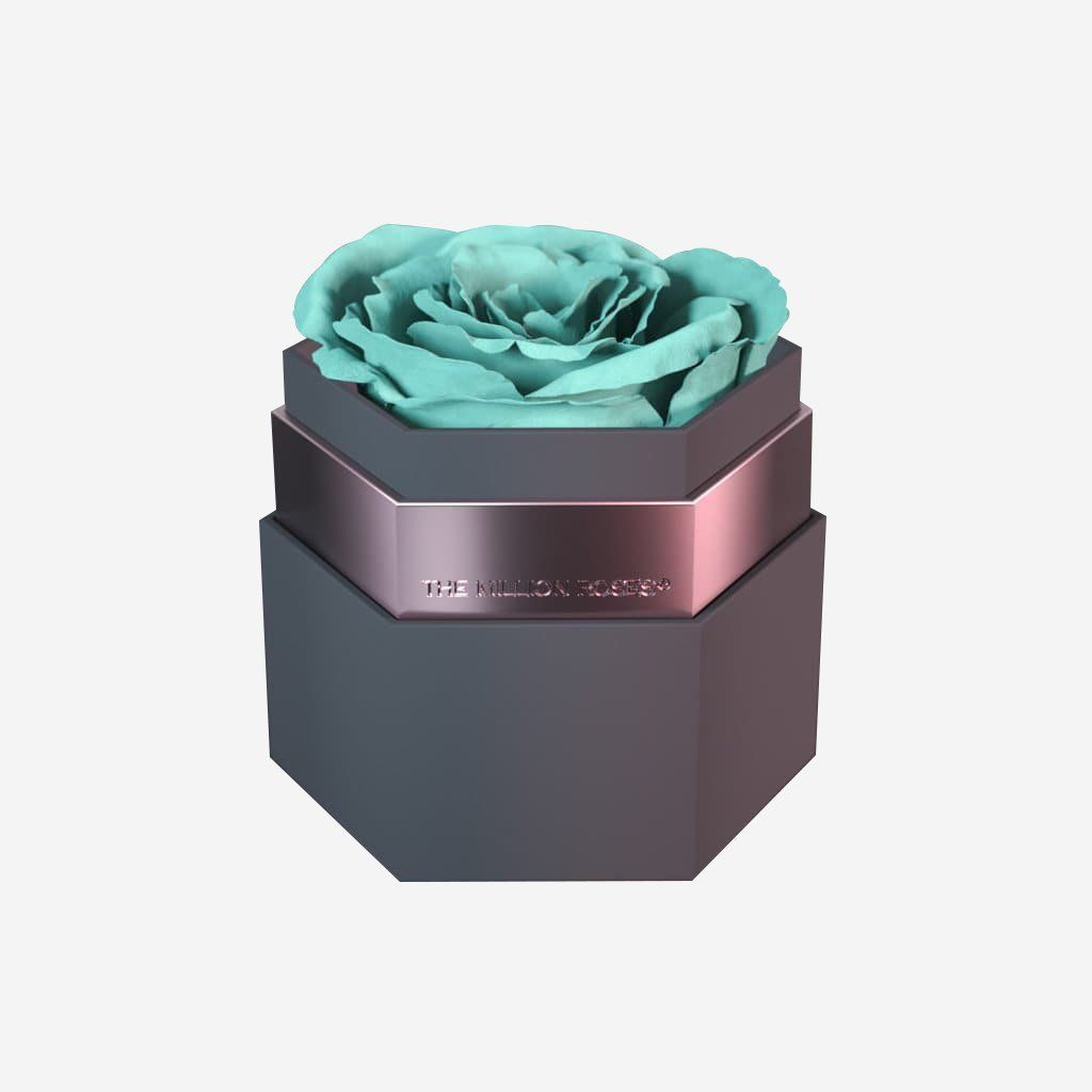 One in a Million™ Gray Hexagon Box | Turquoise Rose - The Million Roses
