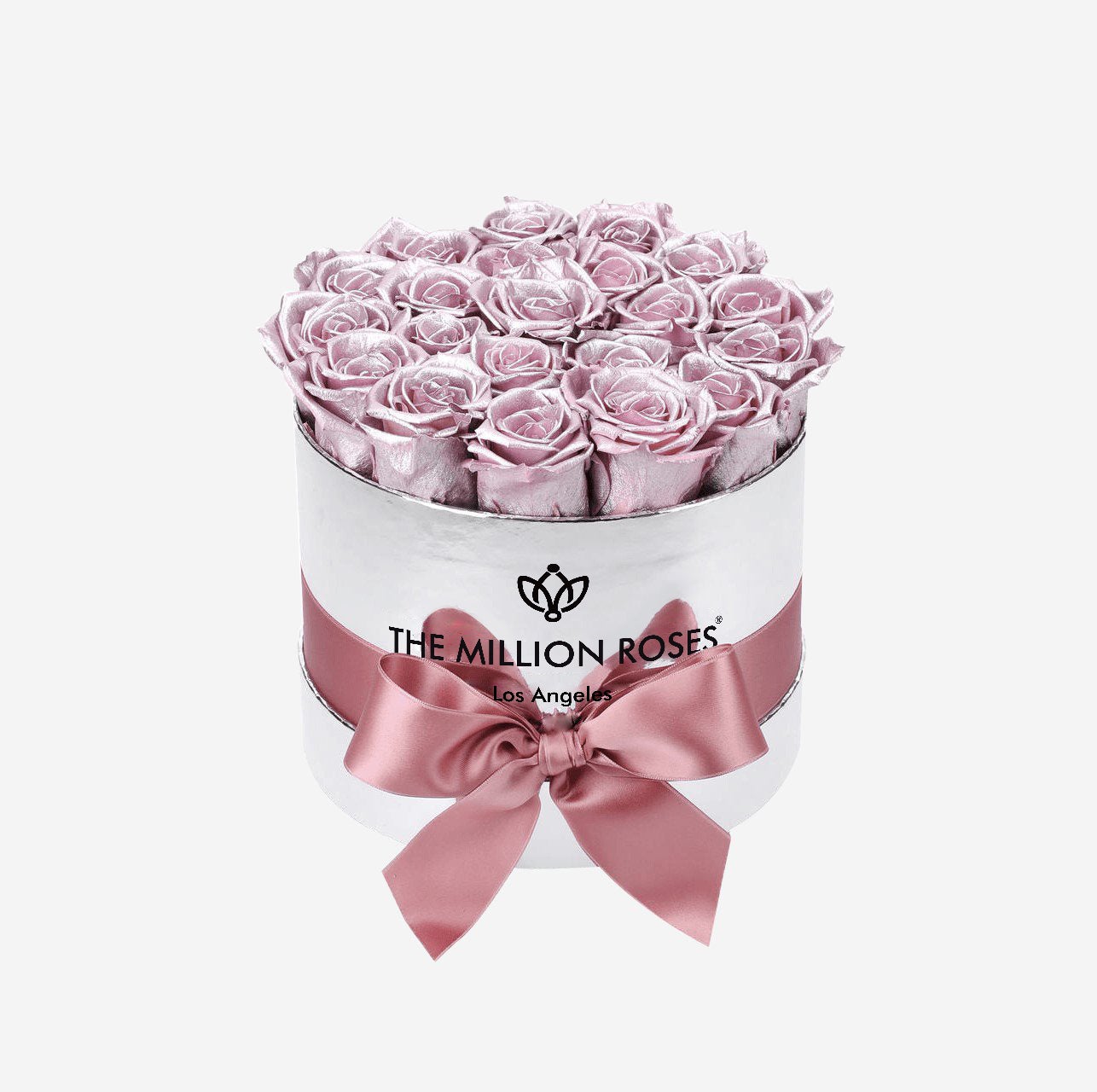 Classic Mirror Silver Box | Pink Gold Roses - The Million Roses