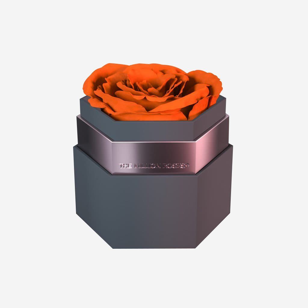 One in a Million™ Gray Hexagon Box | Orange Rose - The Million Roses