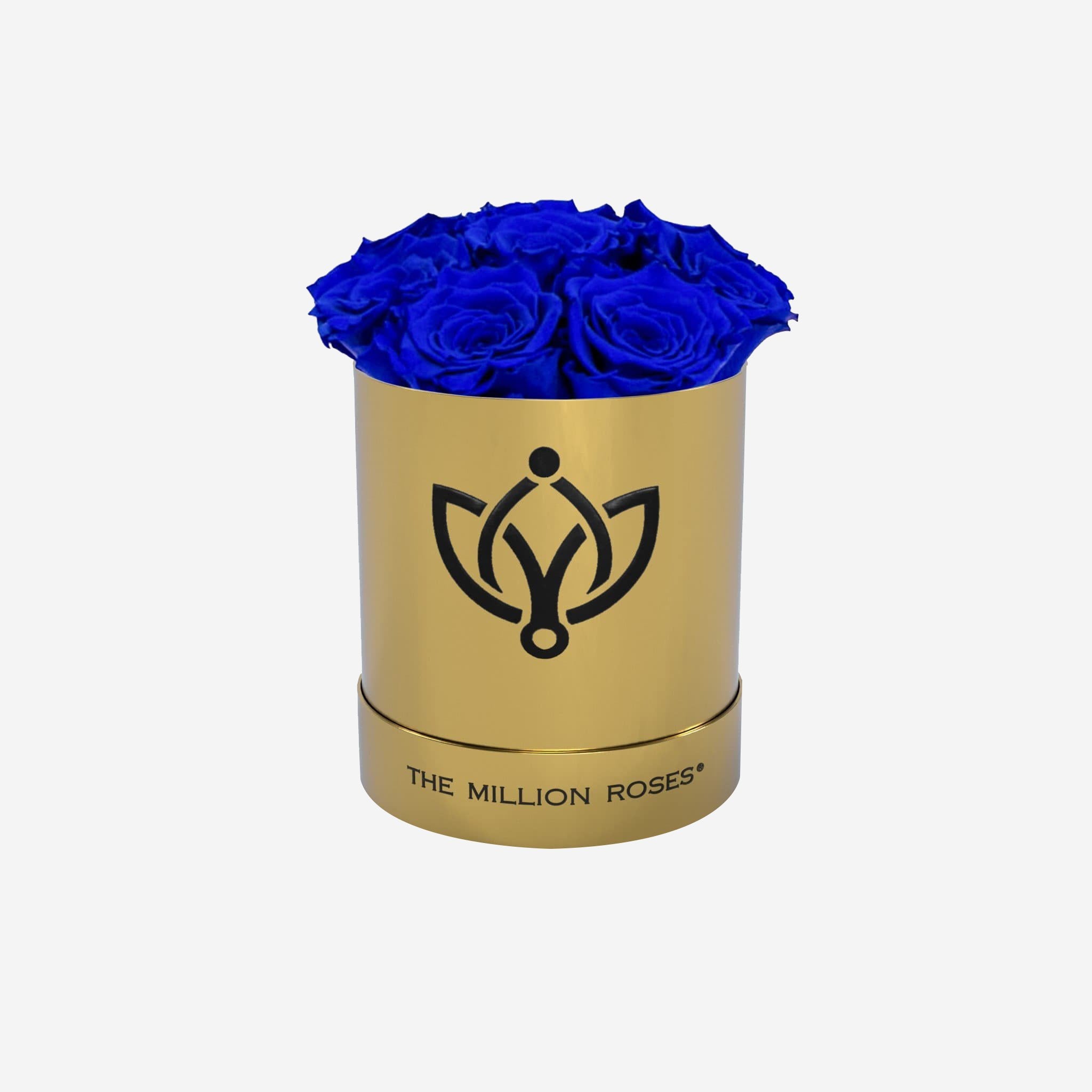 Basic Mirror Gold Box | Royal Blue Roses - The Million Roses