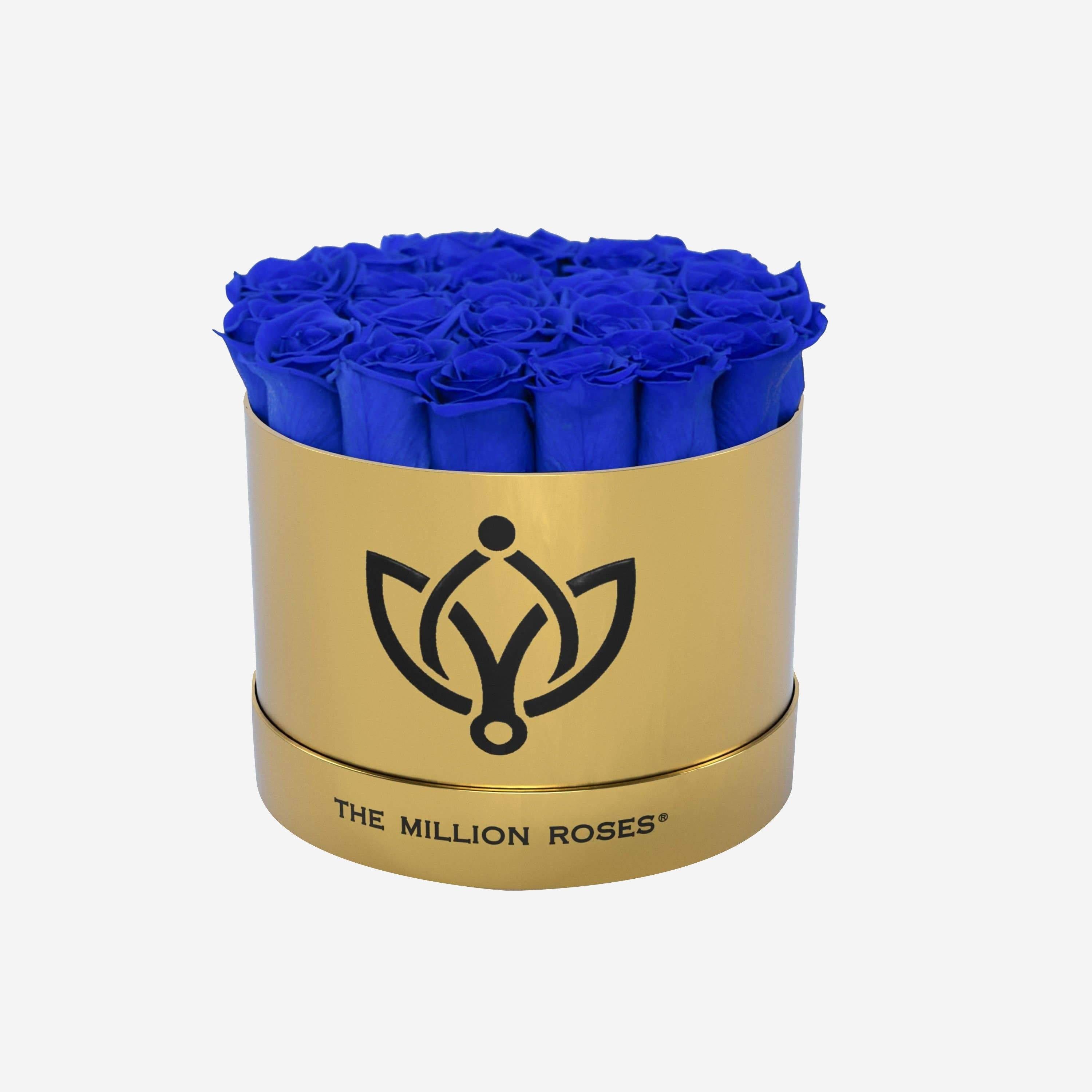 Classic Mirror Gold Box | Royal Blue Roses - The Million Roses