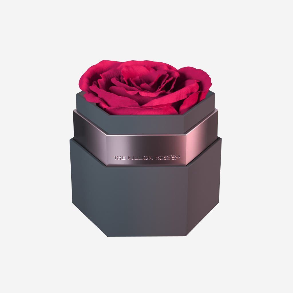 One in a Million™ Gray Hexagon Box | Magenta Rose - The Million Roses