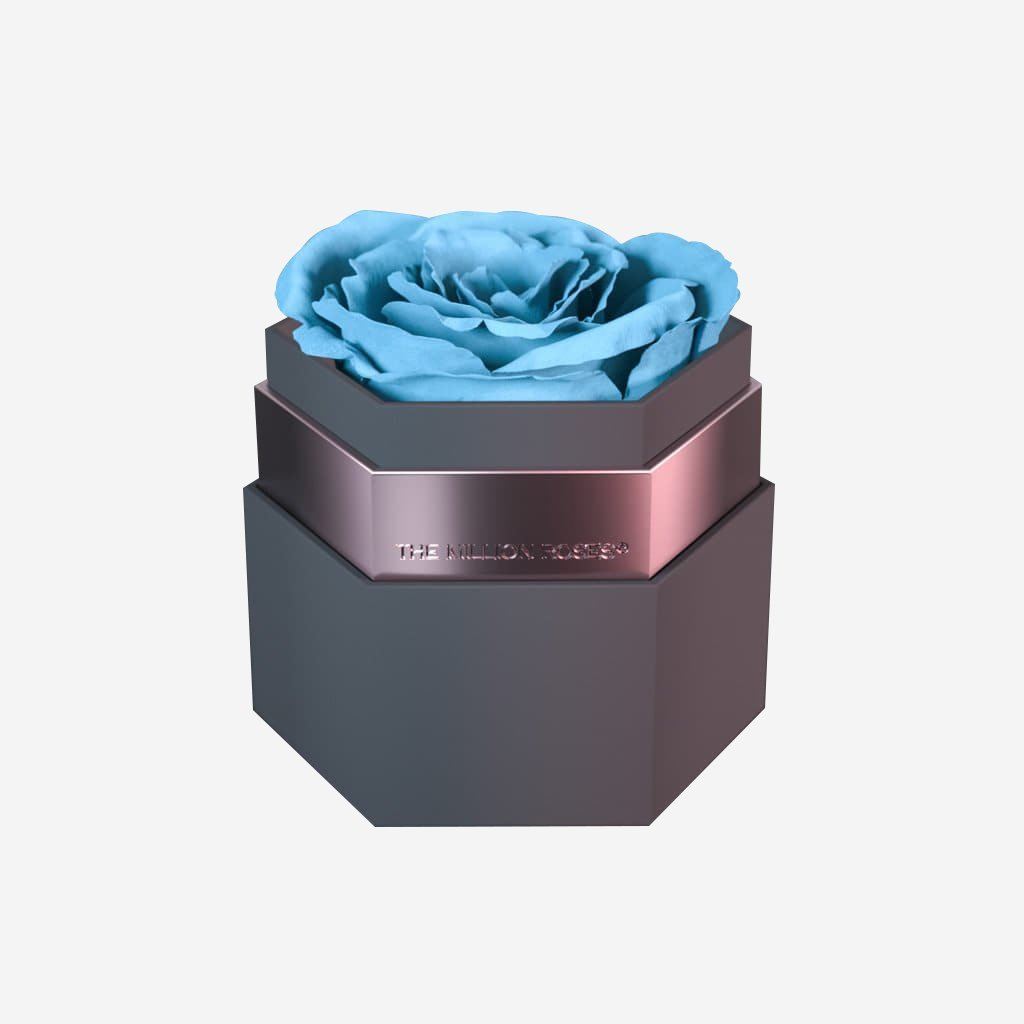 One in a Million™ Gray Hexagon Box | Light Blue Rose - The Million Roses