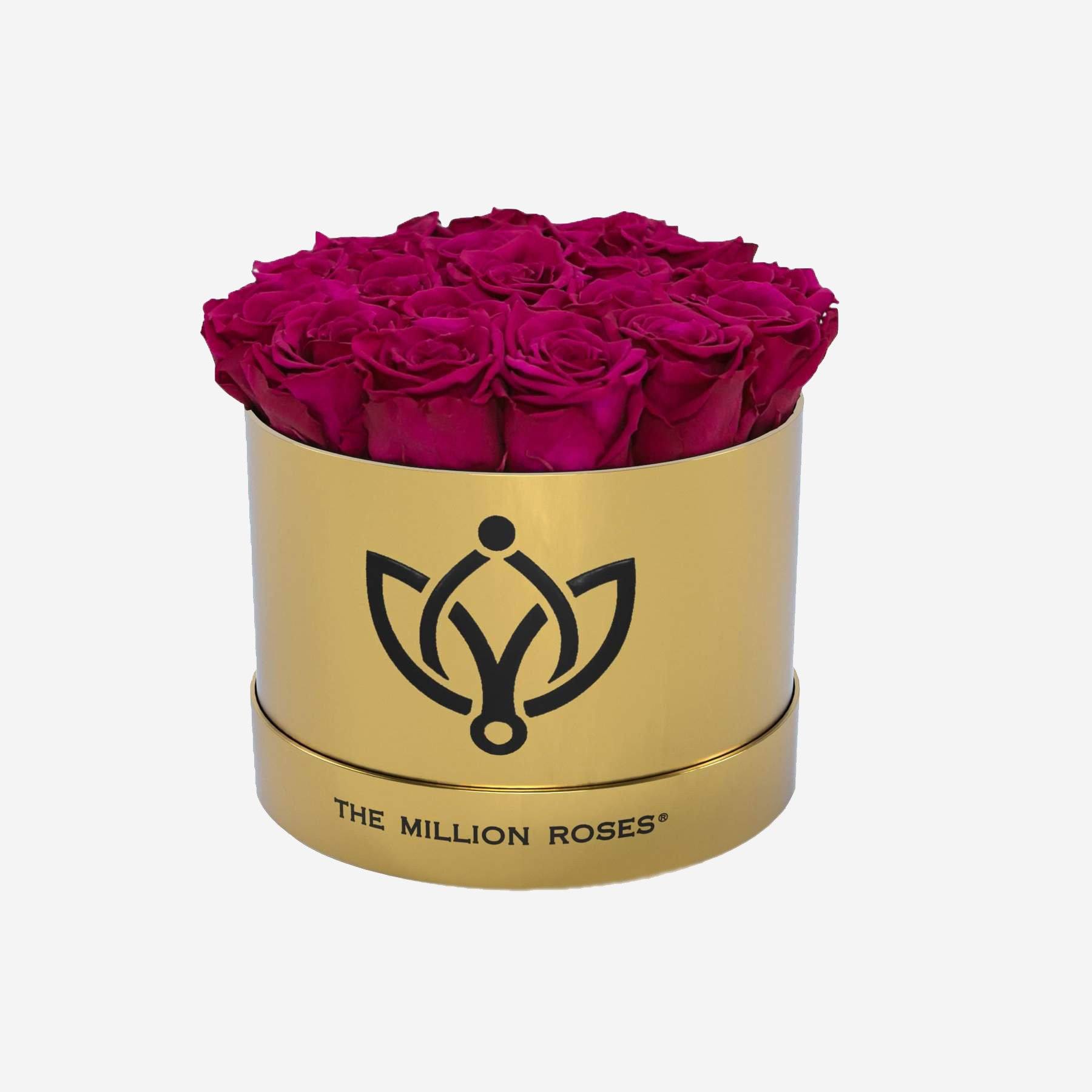 Classic Mirror Gold Box | Magenta Roses - The Million Roses