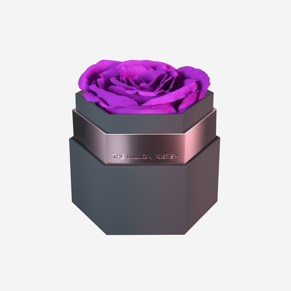 One in a Million™ Gray Hexagon Box | Bright Purple Rose - The Million Roses