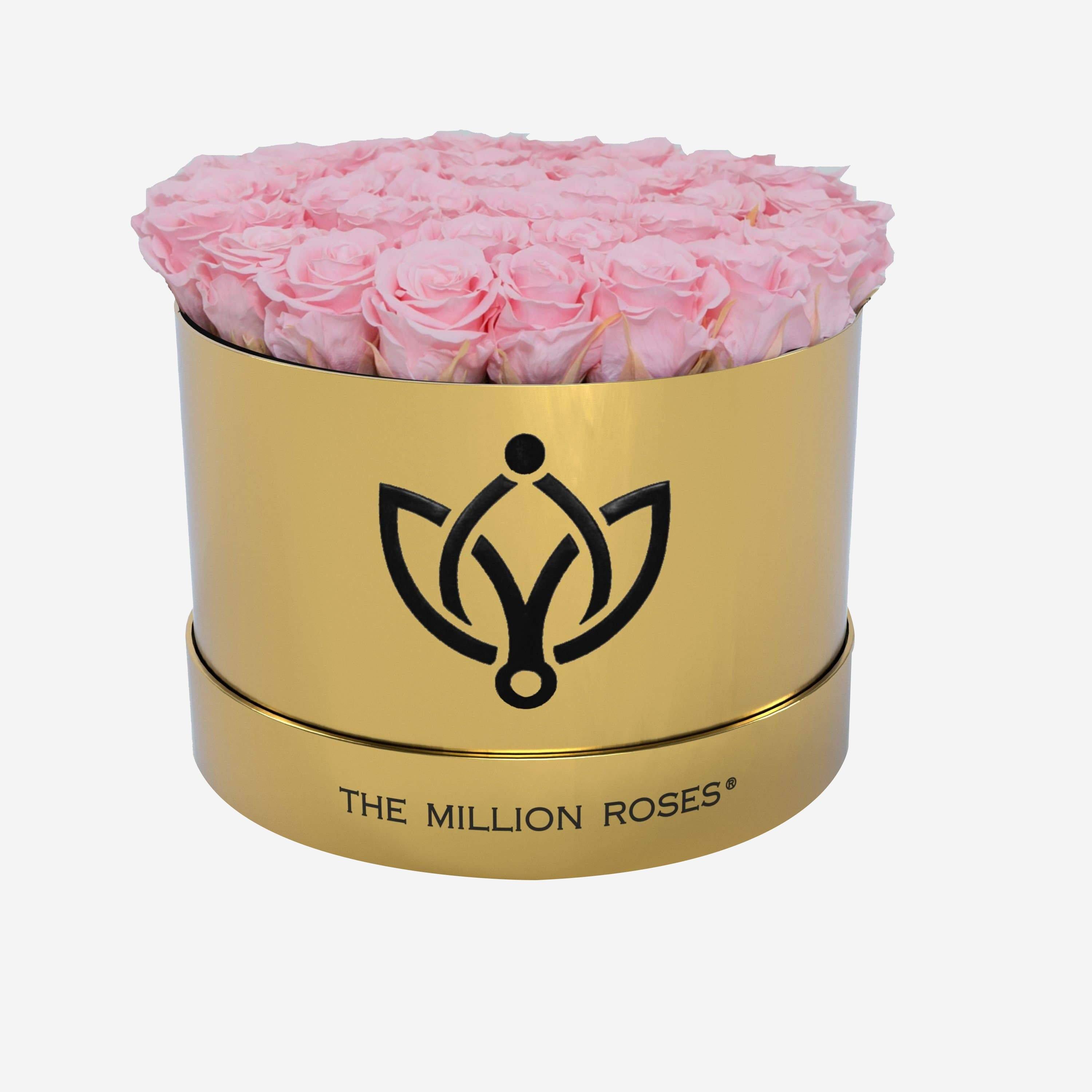 Supreme Mirror Gold Box | Light Pink Roses - The Million Roses