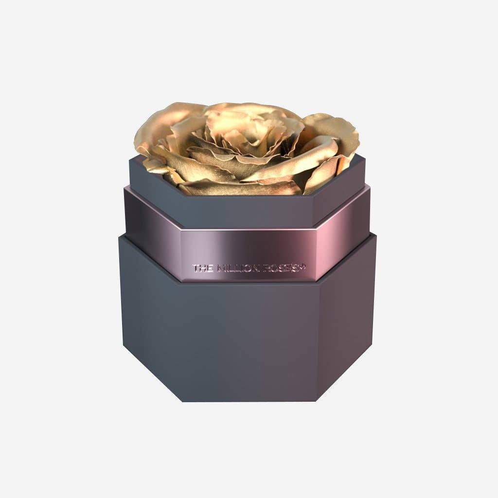 One in a Million™ Gray Hexagon Box | Gold Rose - The Million Roses