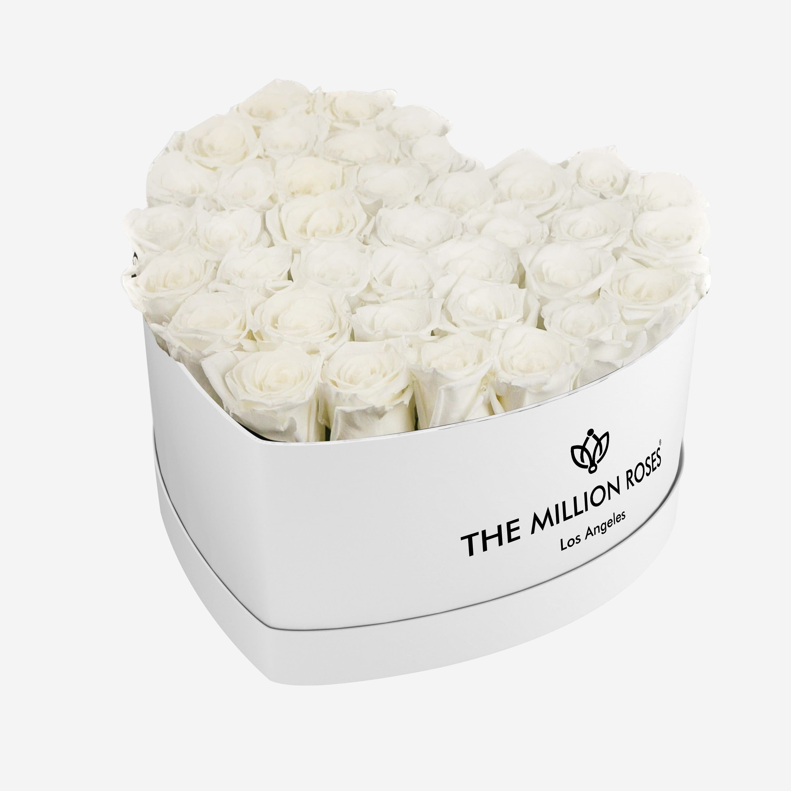 Heart White Box | White Roses - The Million Roses