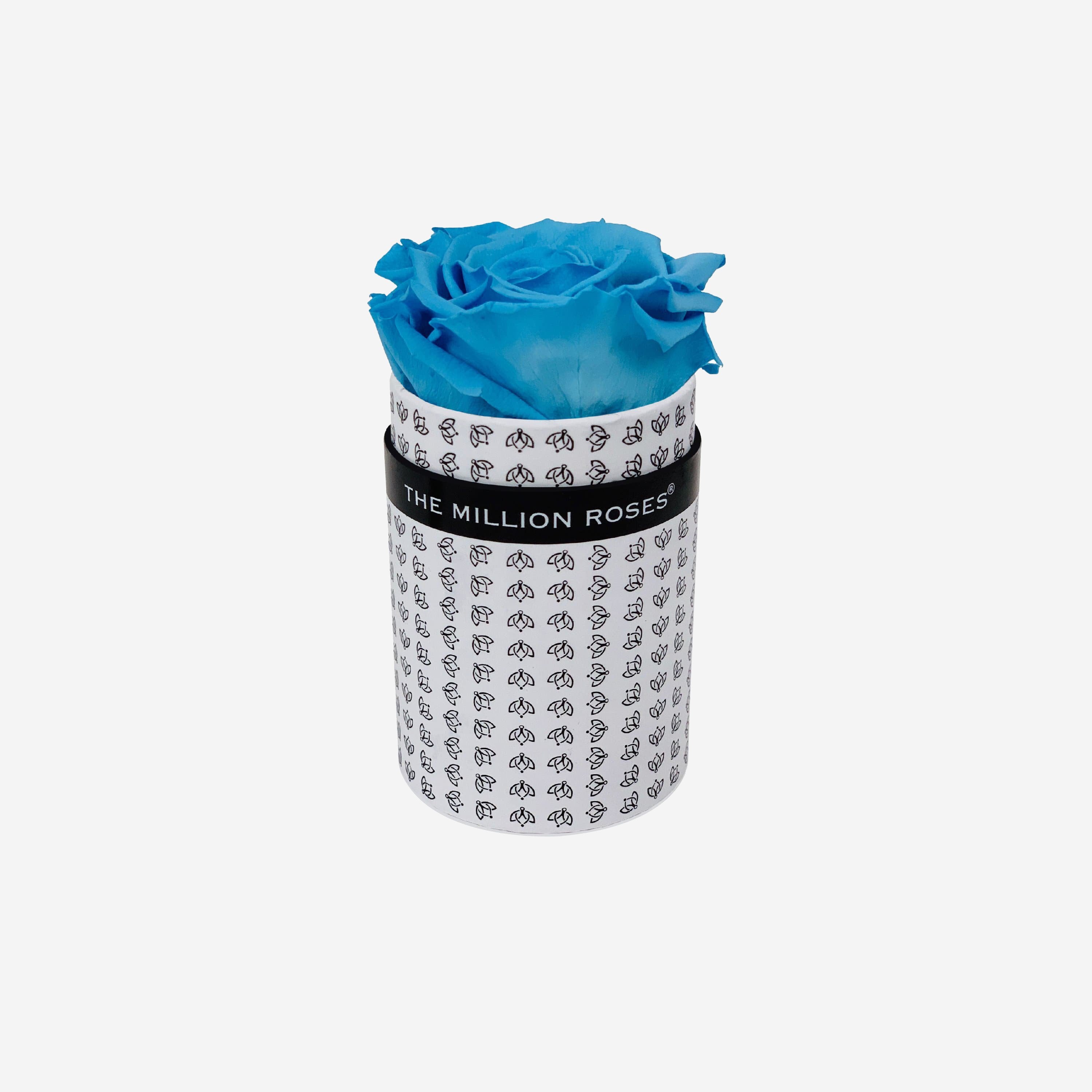 Single White Monogram Box | Light Blue Rose - The Million Roses