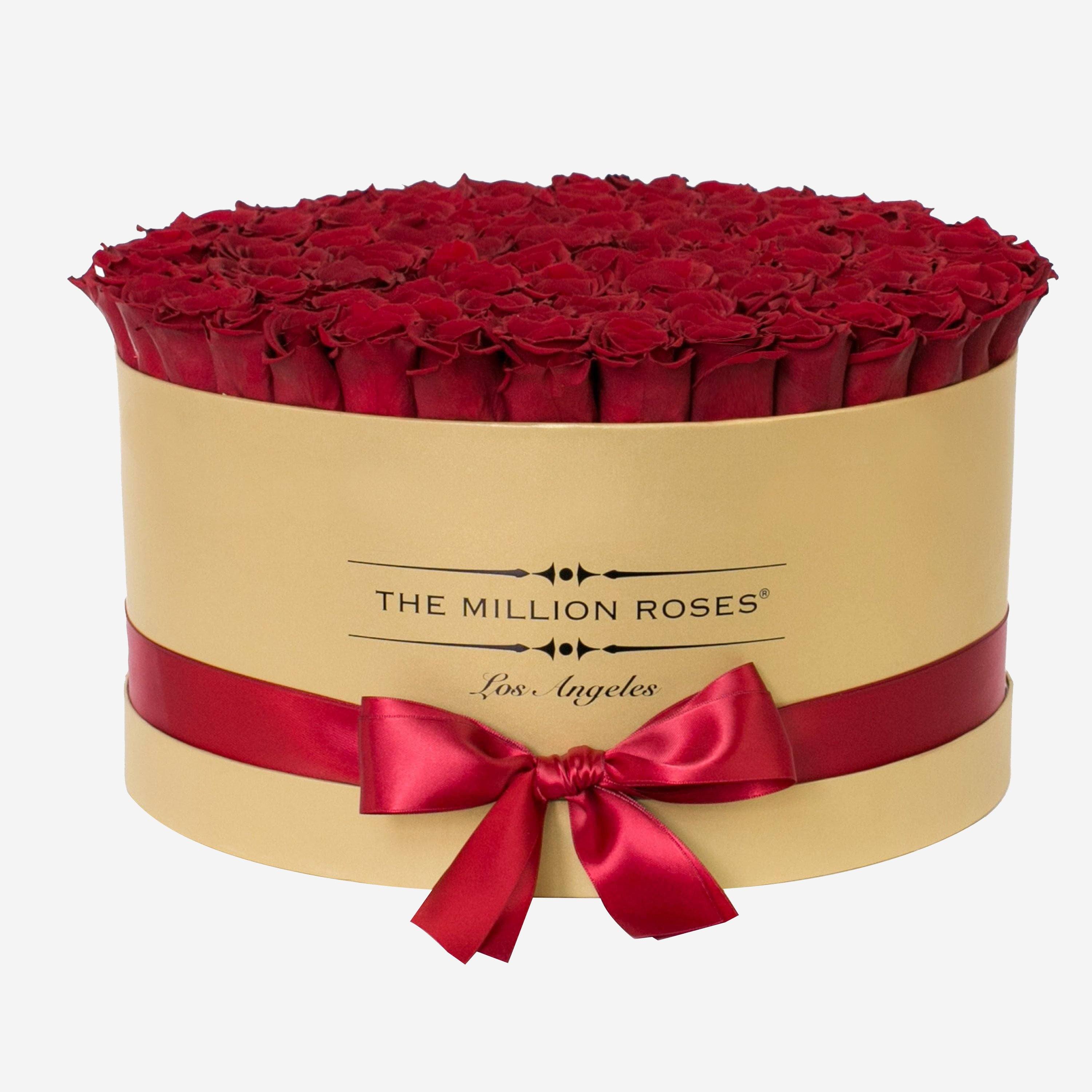 Deluxe Gold Box | Red & Gold Roses | Heart - The Million Roses