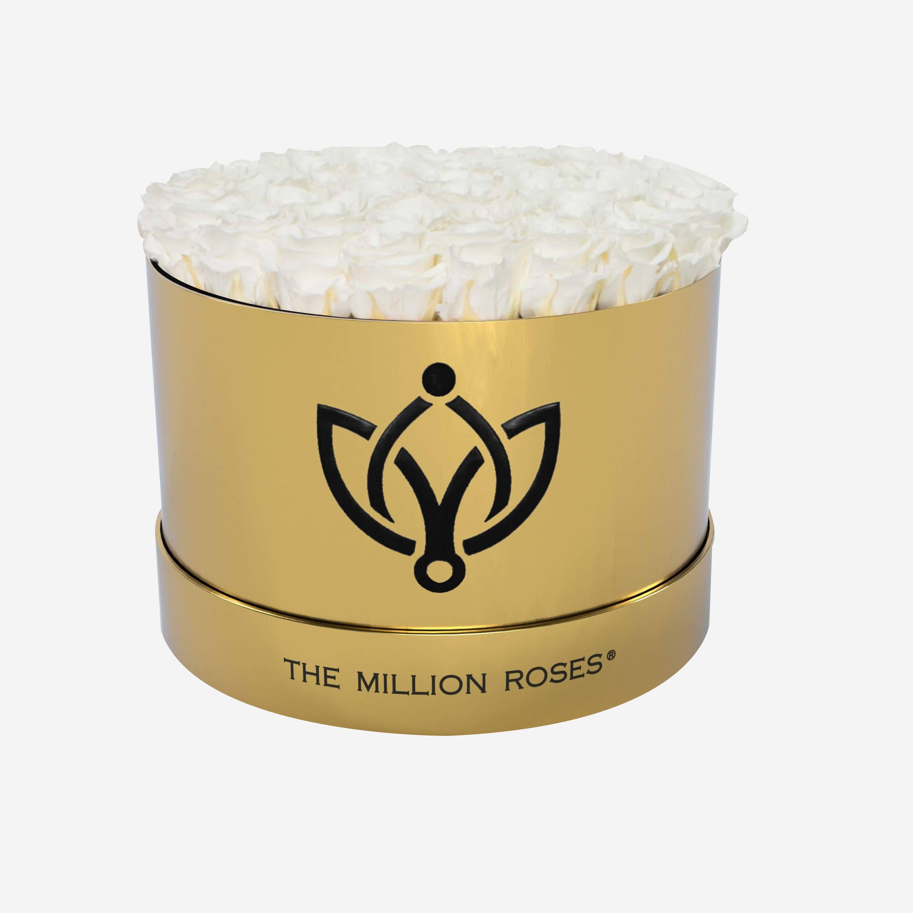 Supreme Mirror Gold Box | White Roses - The Million Roses