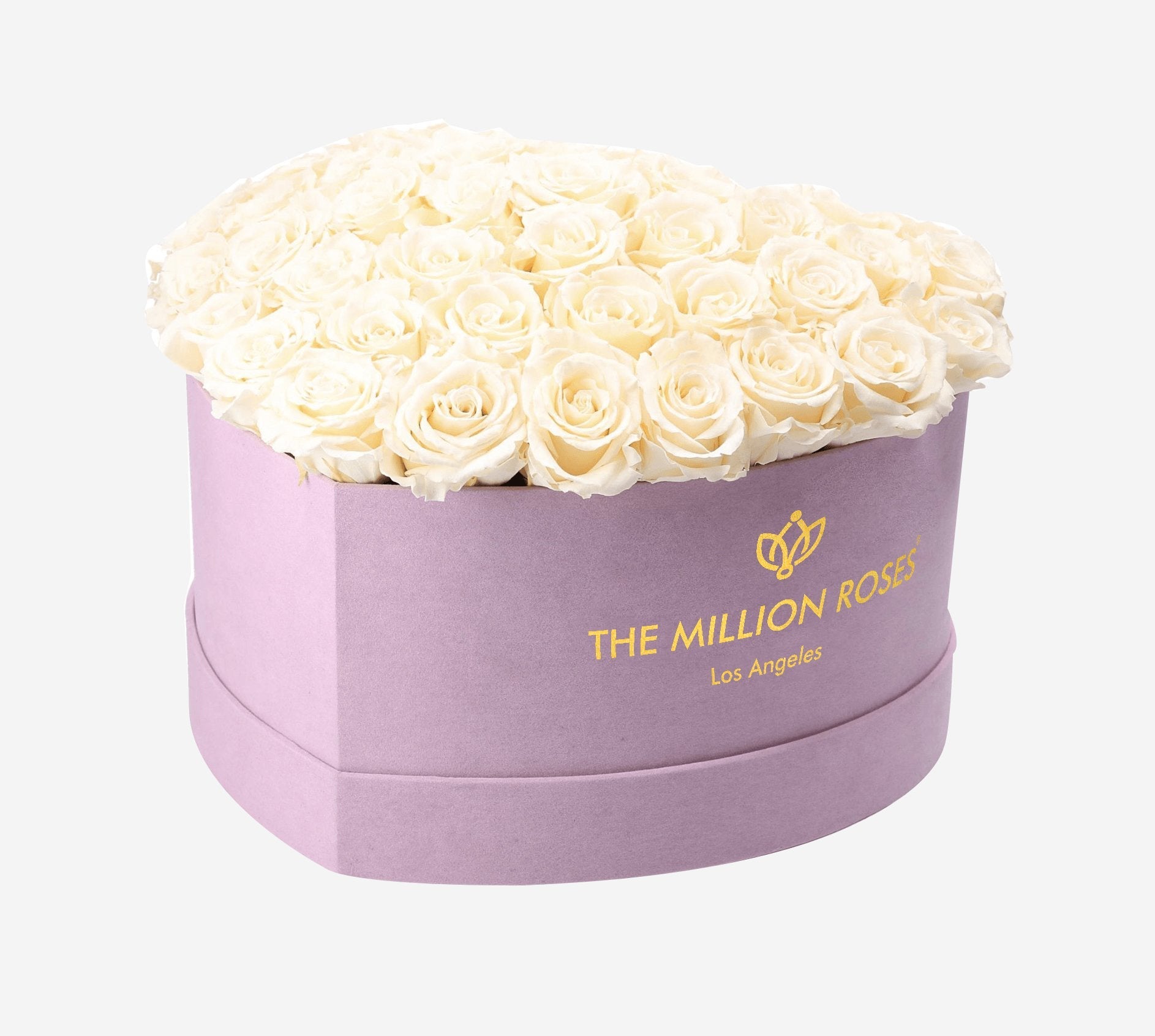 Heart Light Pink Suede Dome Box | White Roses - The Million Roses