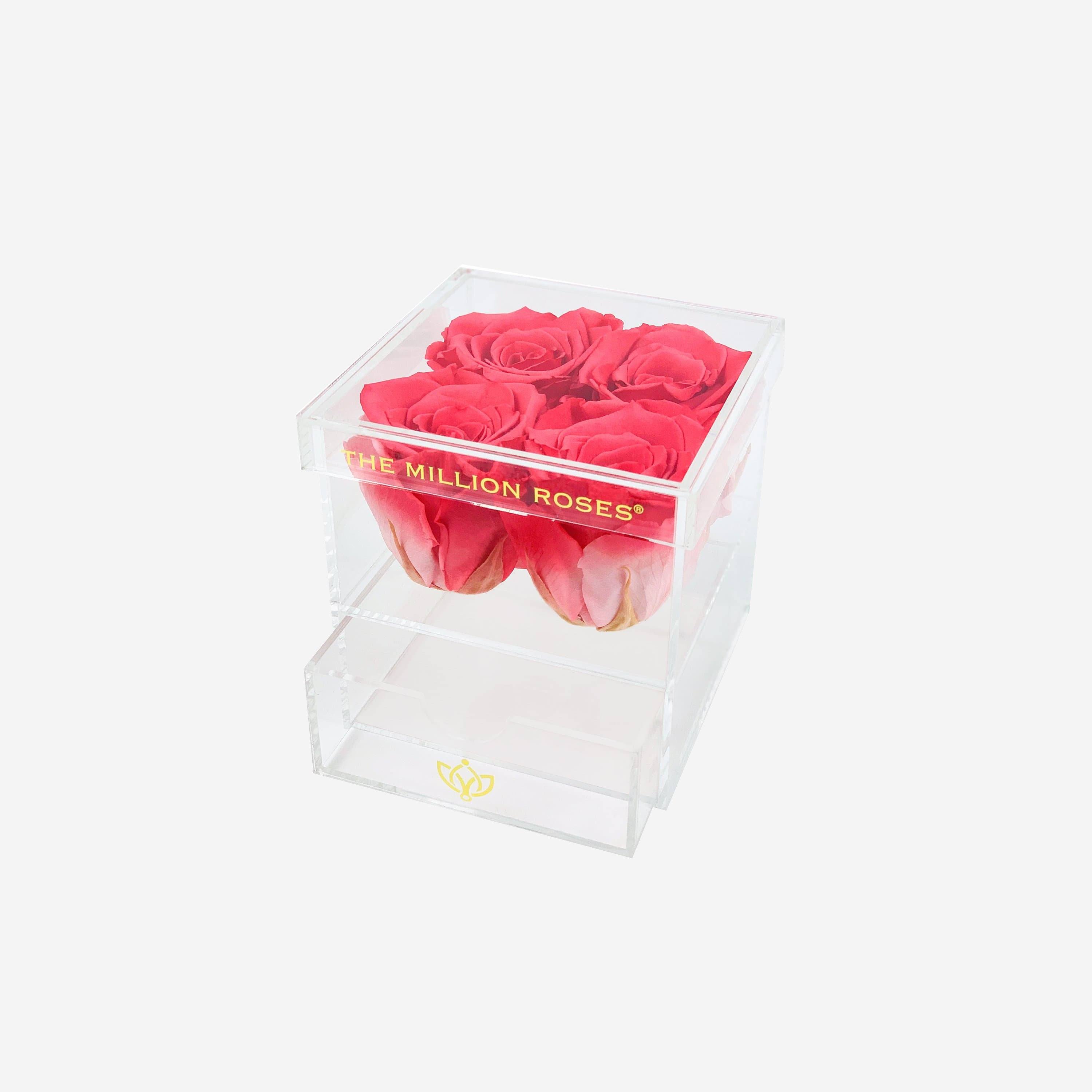Acrylic 4 Drawer Box | Coral Roses - The Million Roses