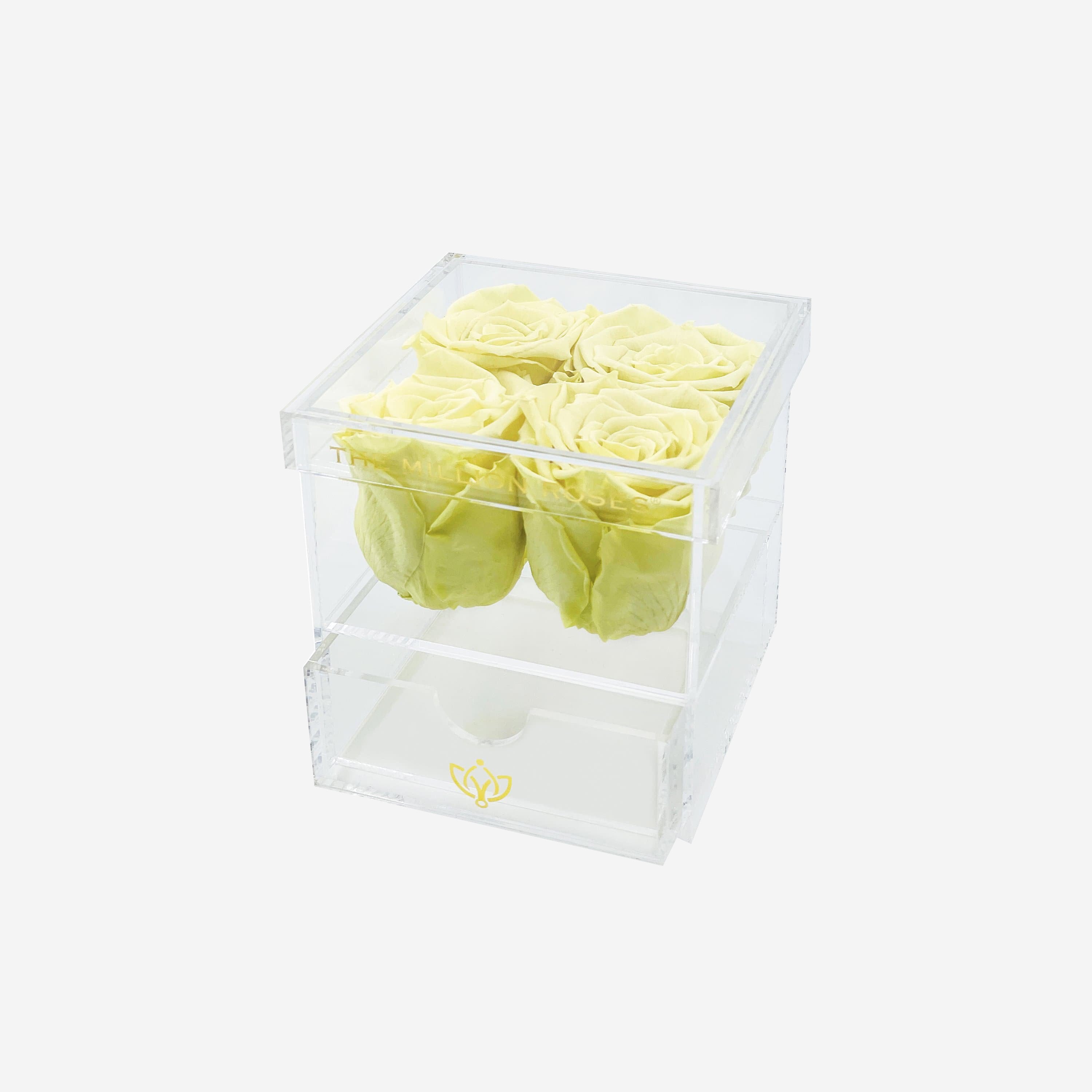 Acrylic 4 Drawer Box | Canary Yellow Roses - The Million Roses