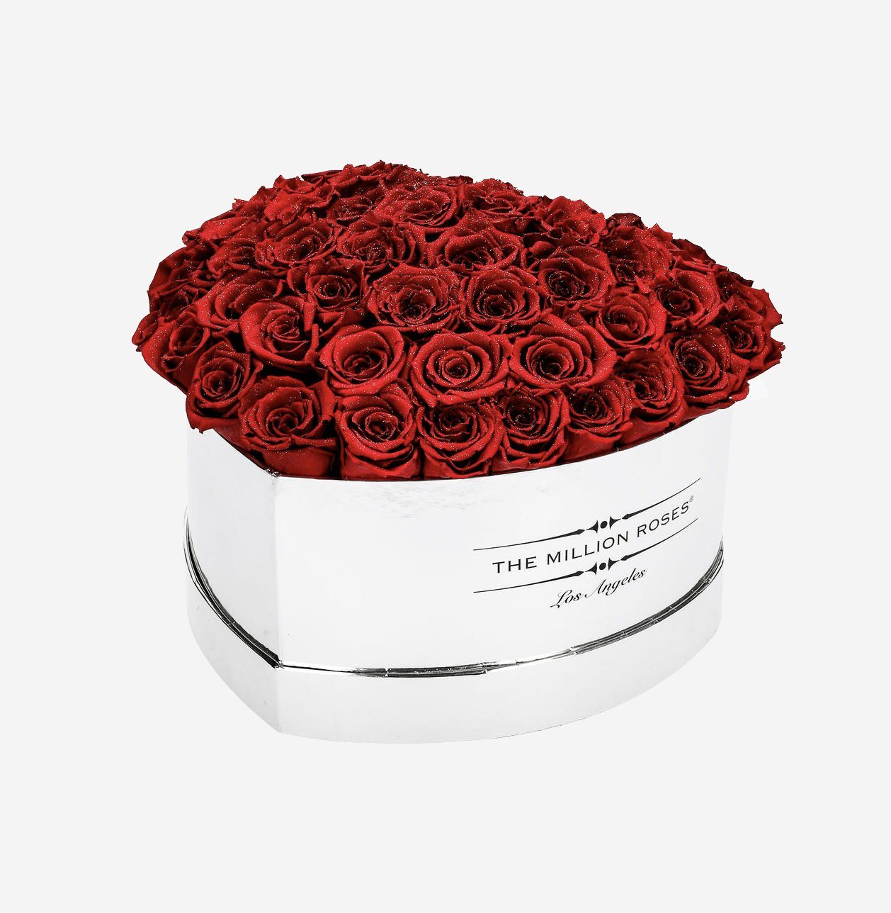Heart Mirror Silver Dome Box | Red Diamond Roses - The Million Roses