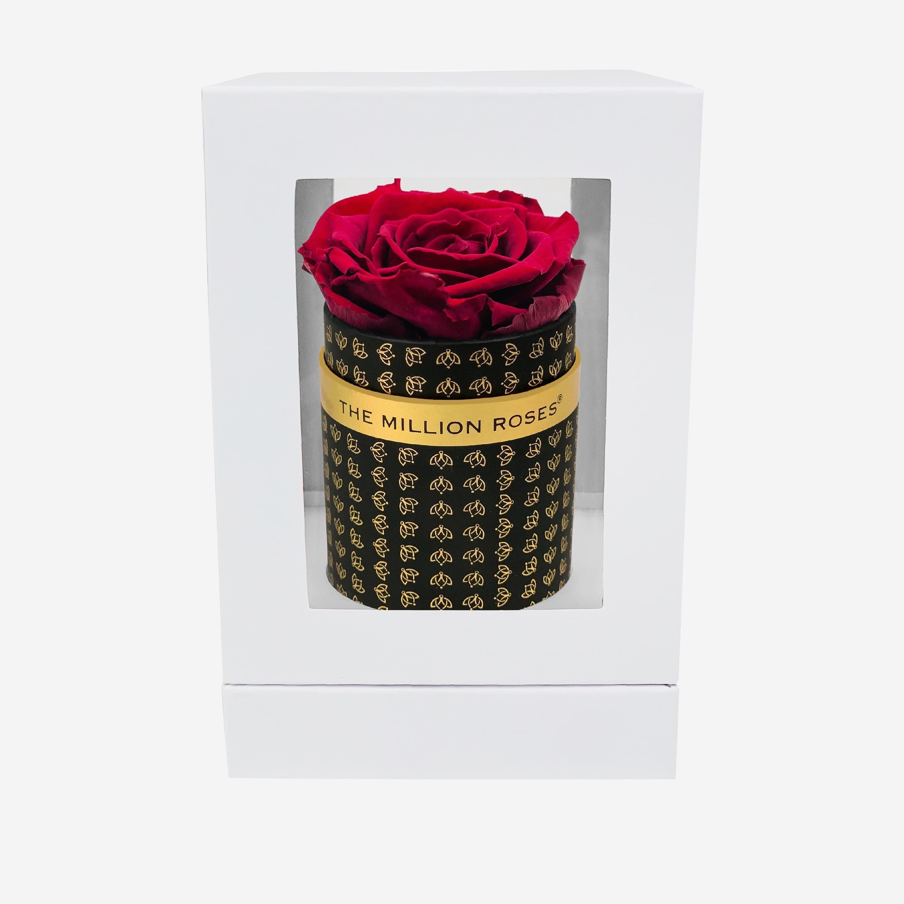 Single Black Monogram Box | Burgundy Rose - The Million Roses
