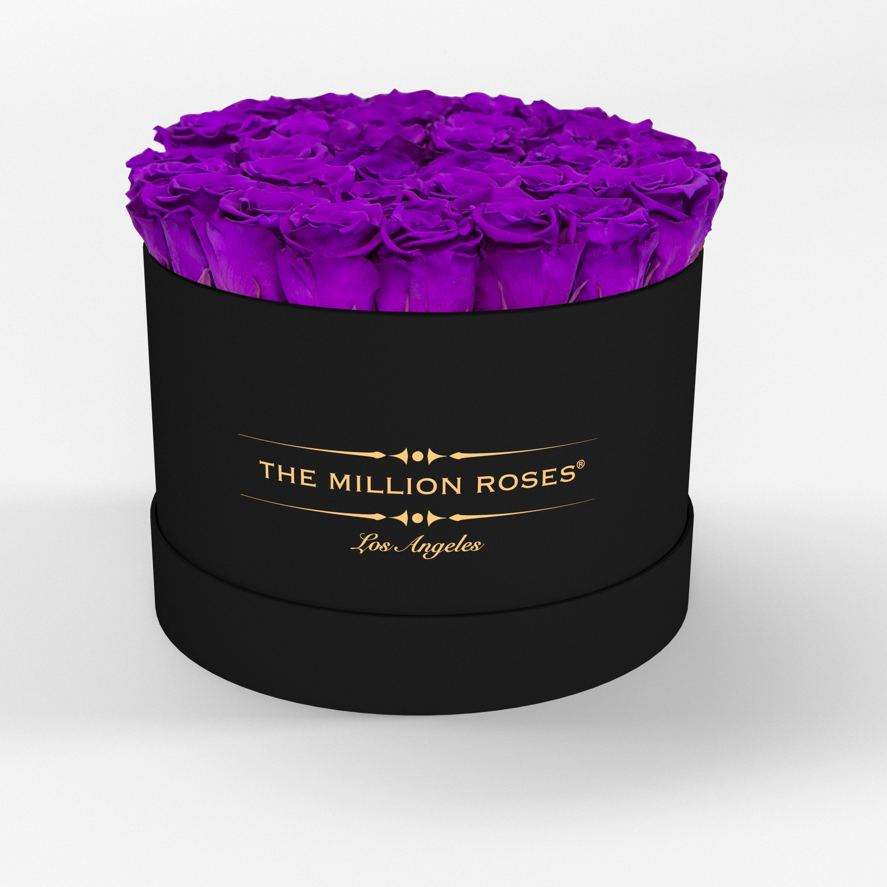 ( LA ) Black - Premium Box with Bright Purple Roses Kit - the million roses