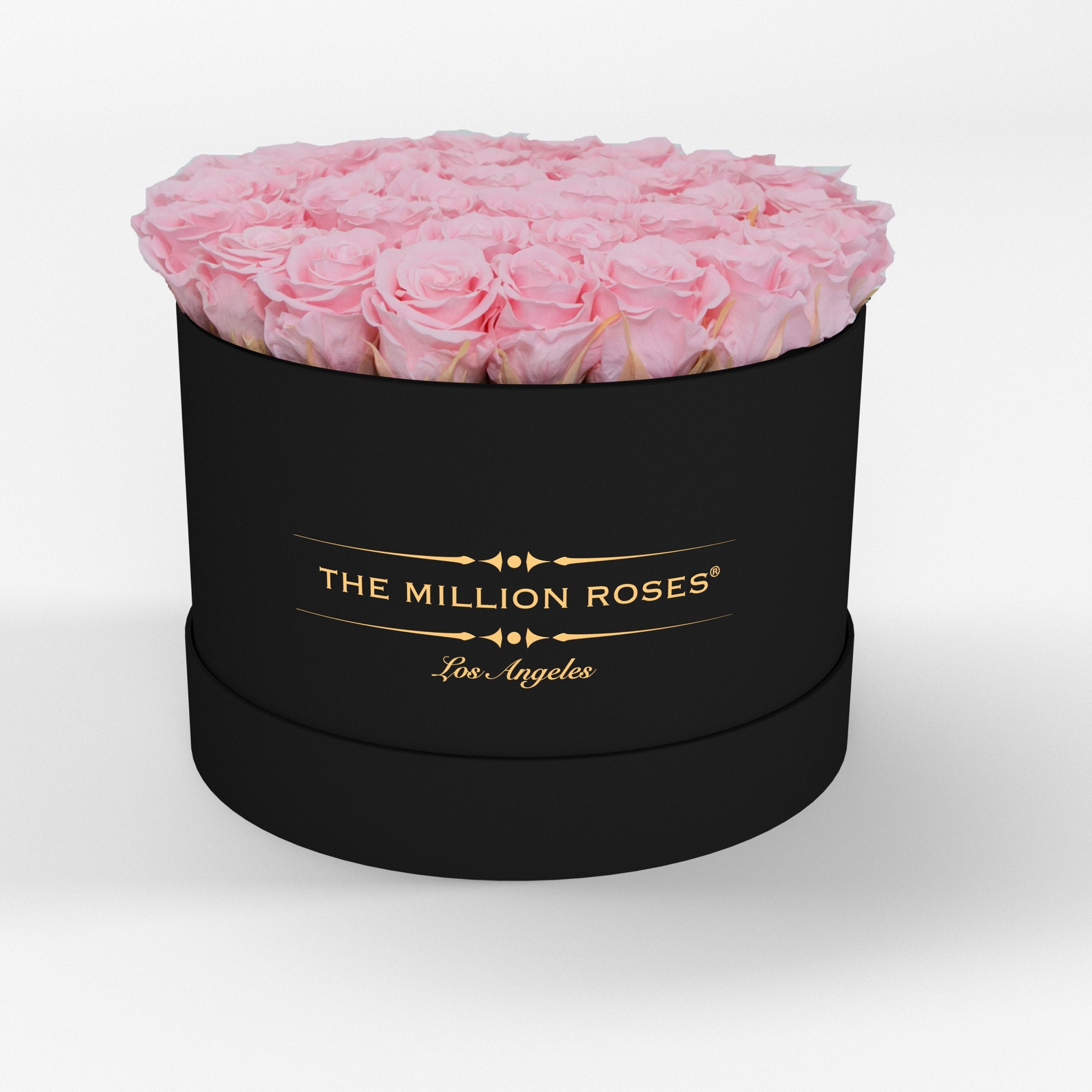 ( LA ) Black - Premium Box with Light Pink Roses Kit - the million roses
