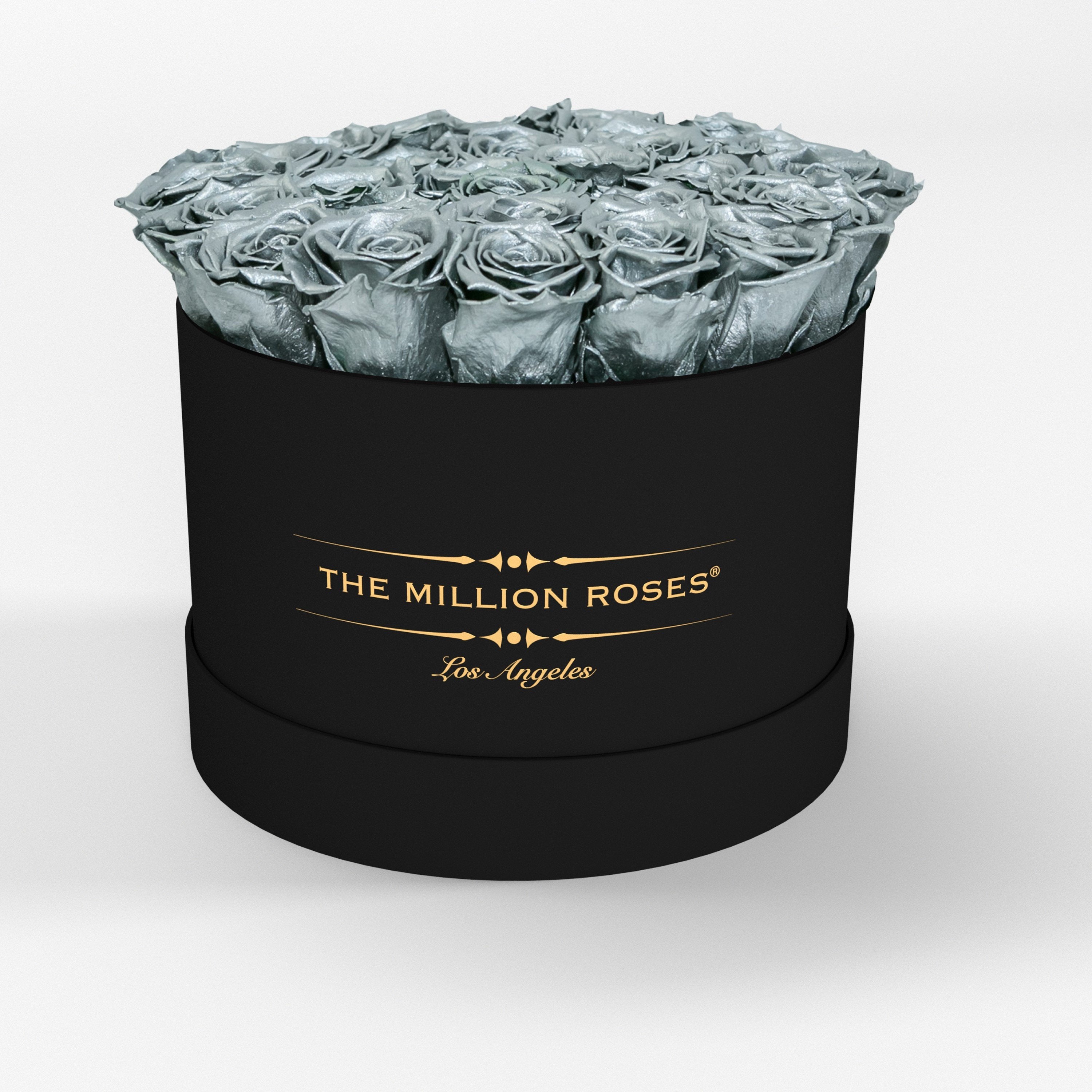( LA ) Black - Premium Box with Silver Roses Kit - the million roses