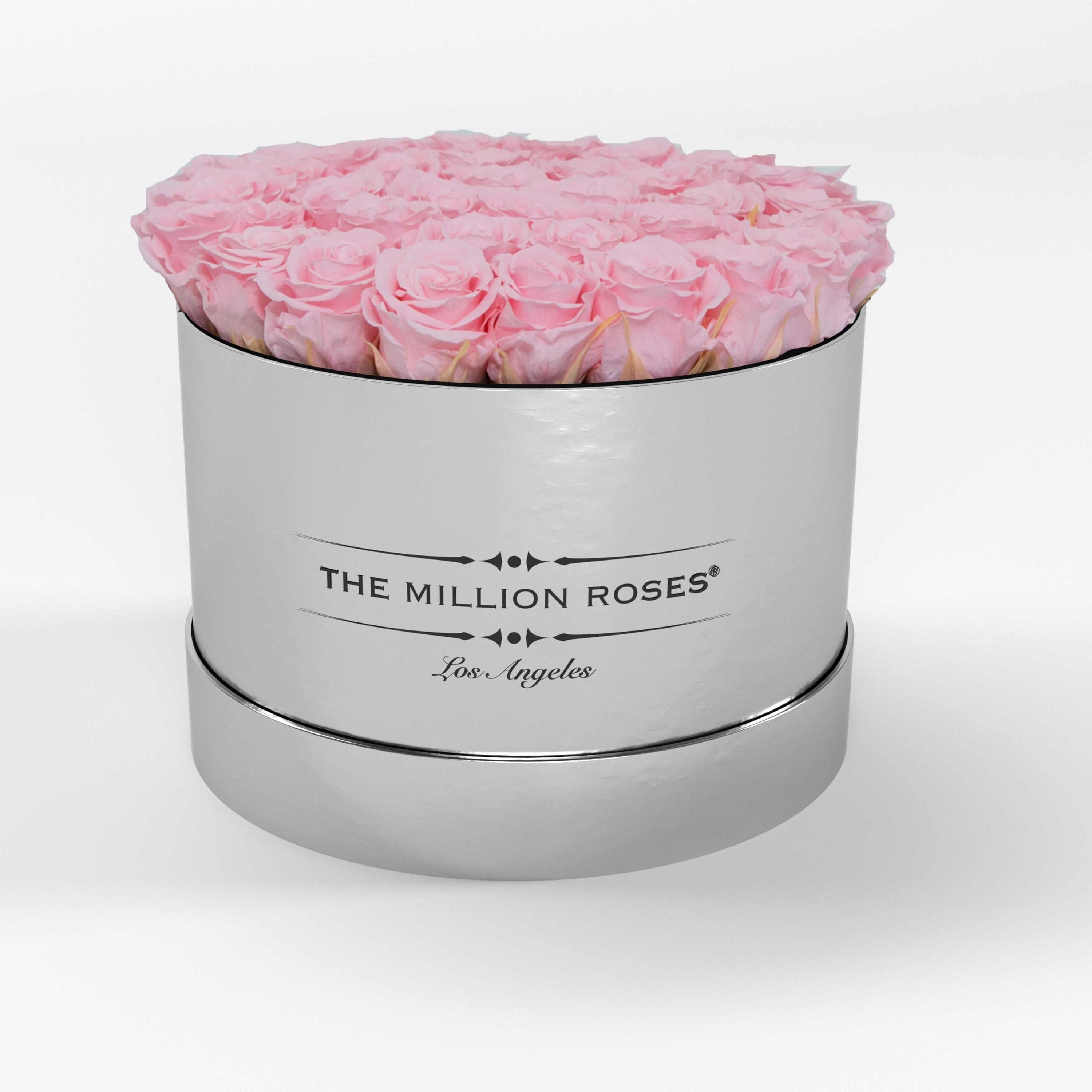 ( LA ) Silver - Premium Box with Light Pink Roses Kit - the million roses