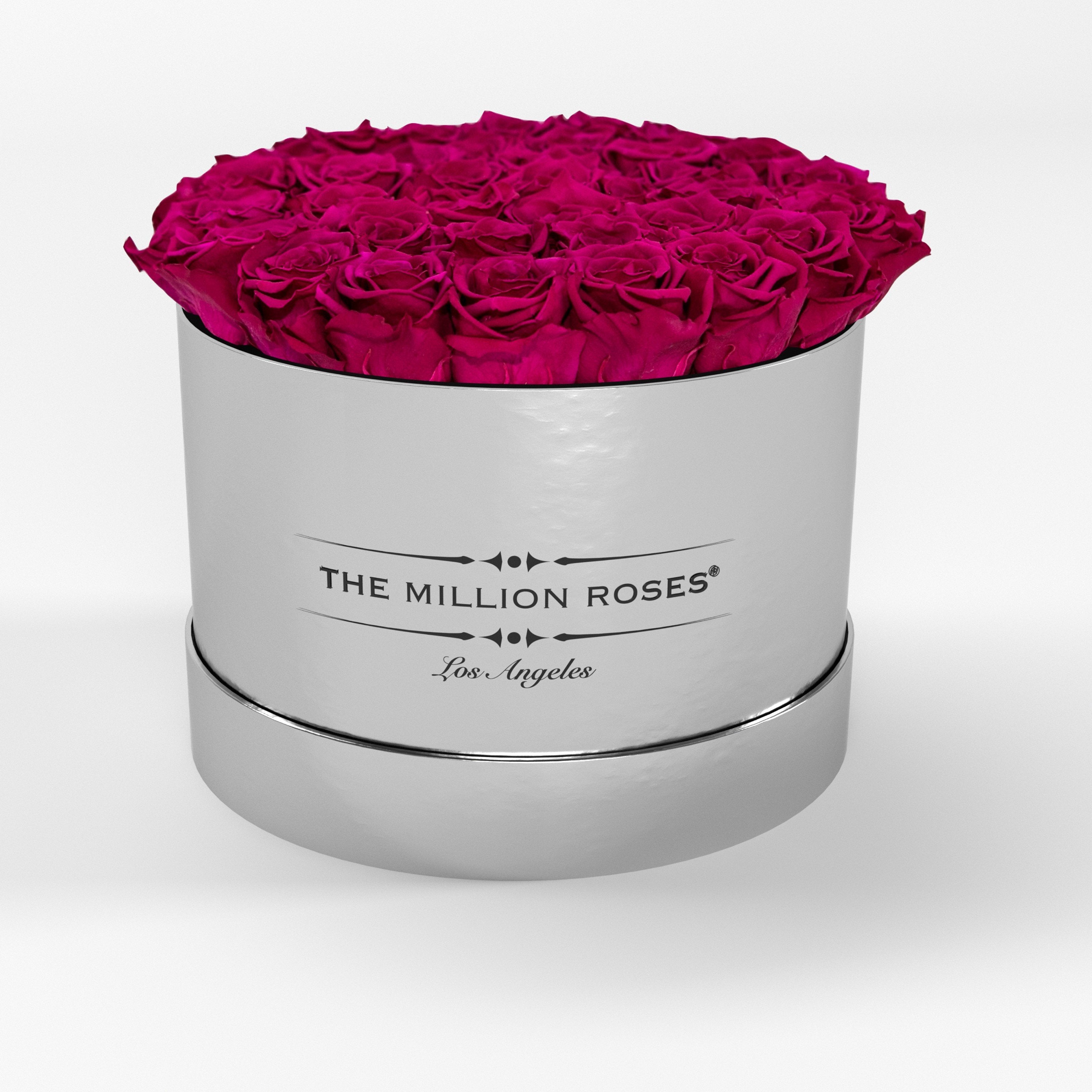 ( LA ) Silver - Premium Box with Magenta Roses Kit - the million roses