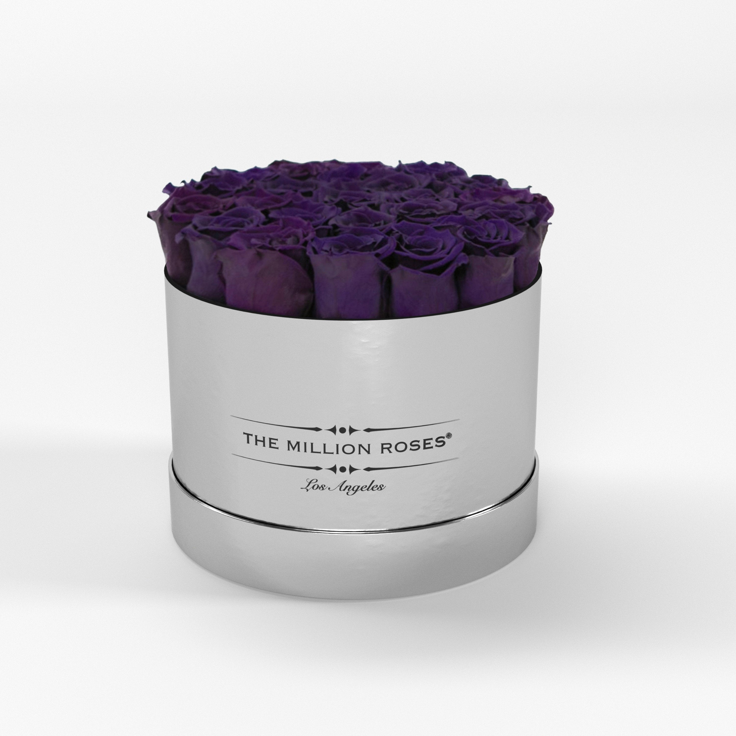 ( LA ) Silver - Classic Box with Dark Purple Roses Kit - the million roses