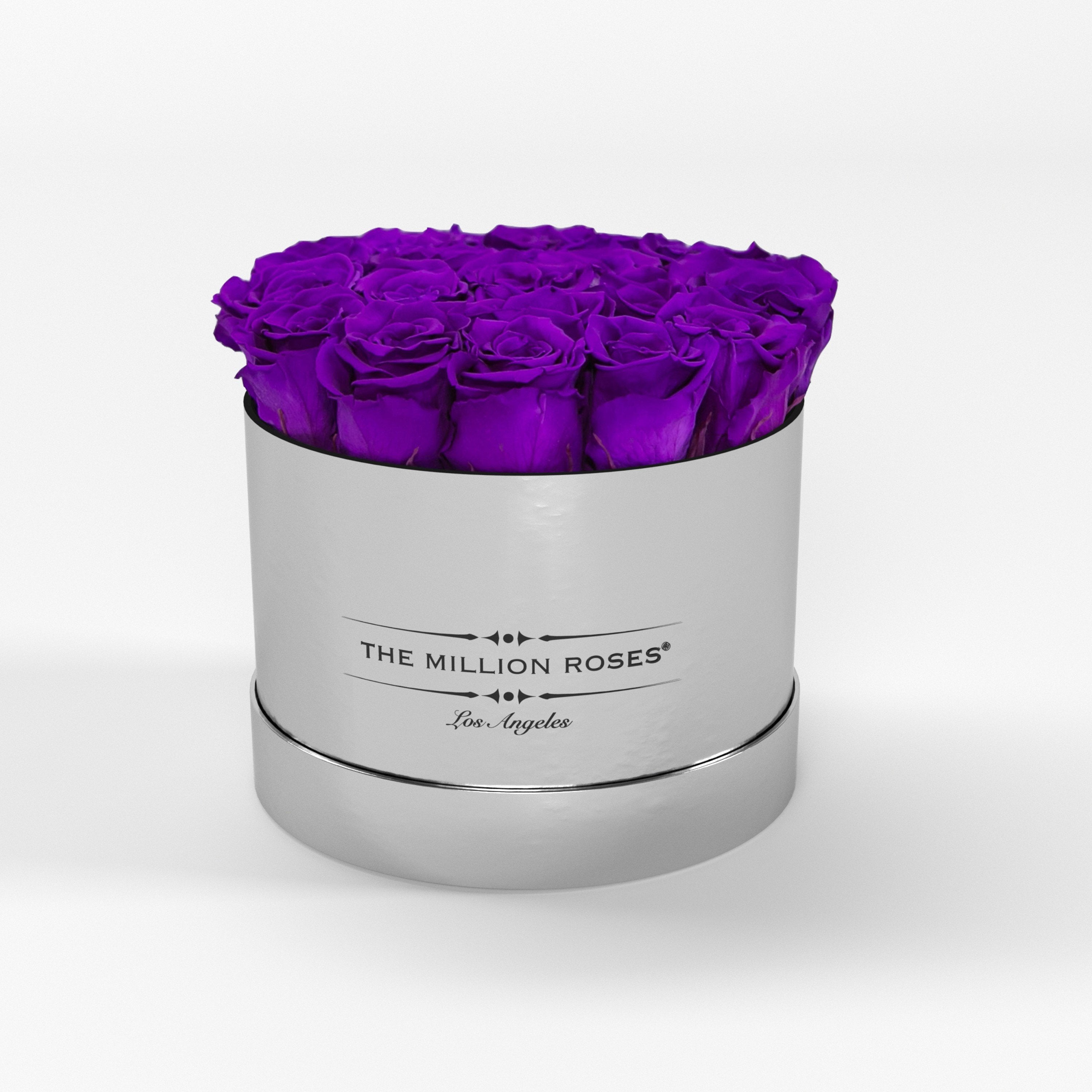 ( LA ) Silver - Classic Box with Bright Purple Roses Kit - the million roses