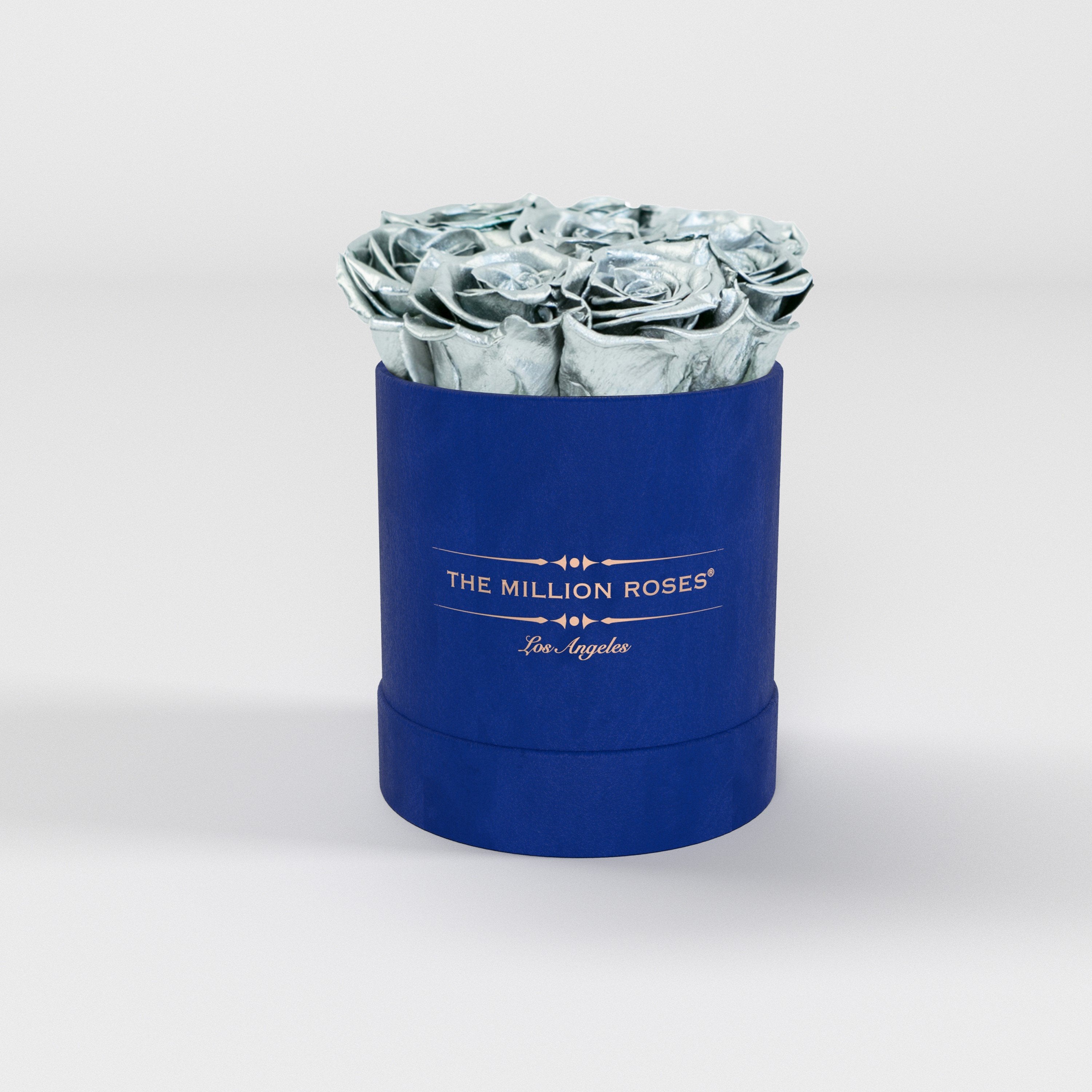basic round box - royal-blue suede (LA) - The Million Roses