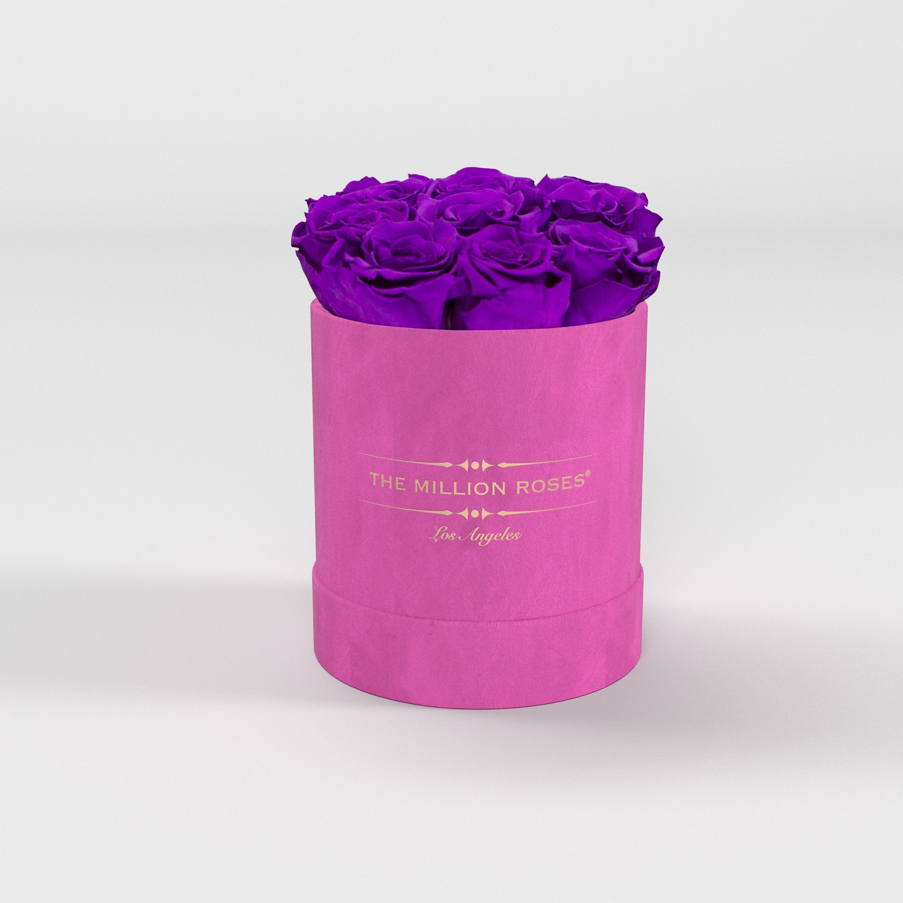 ( LA ) Hot Pink - Suede - Basic Box with Bright Purple Roses Kit - the million roses