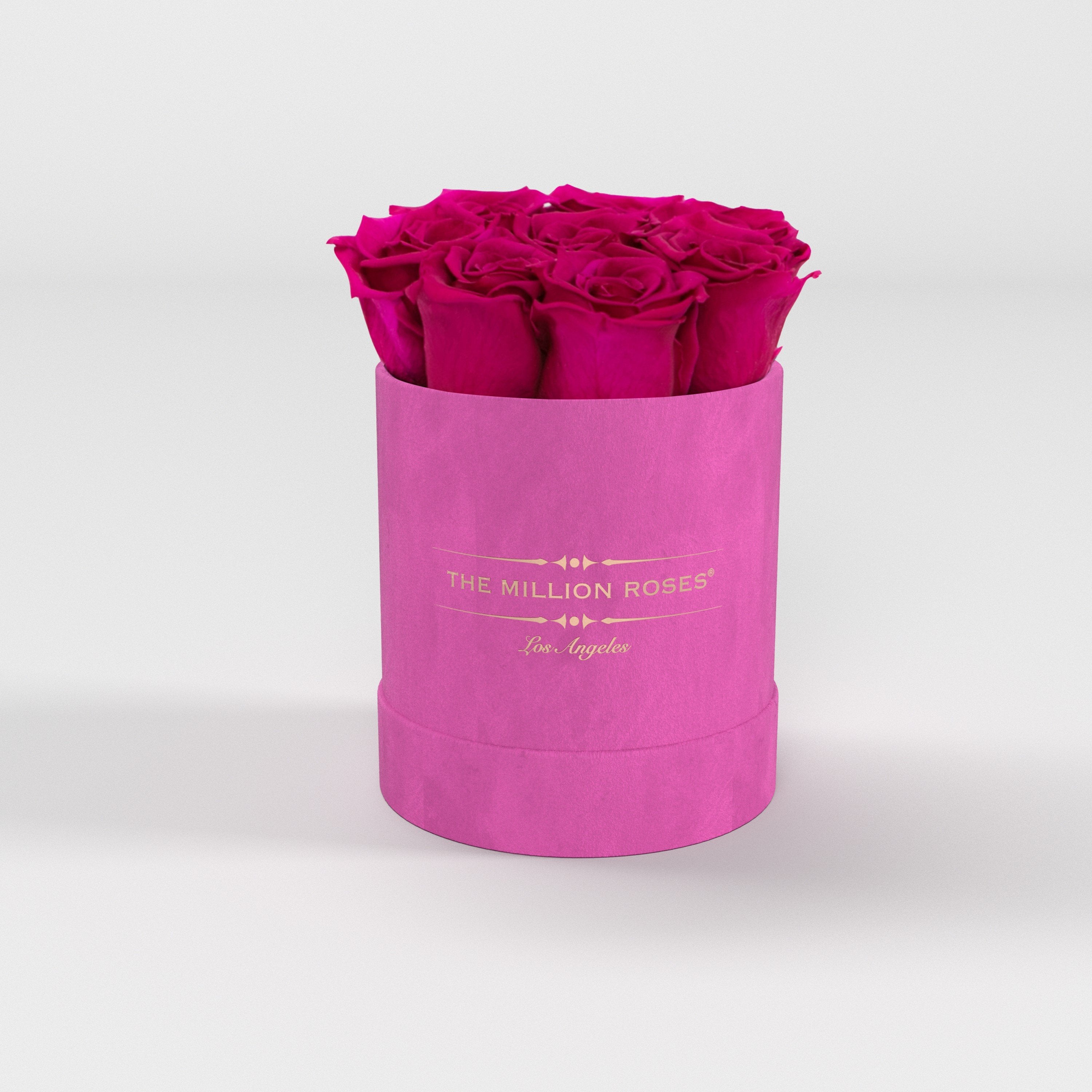( LA ) Hot Pink - Suede - Basic Box with Magenta Roses Kit - the million roses