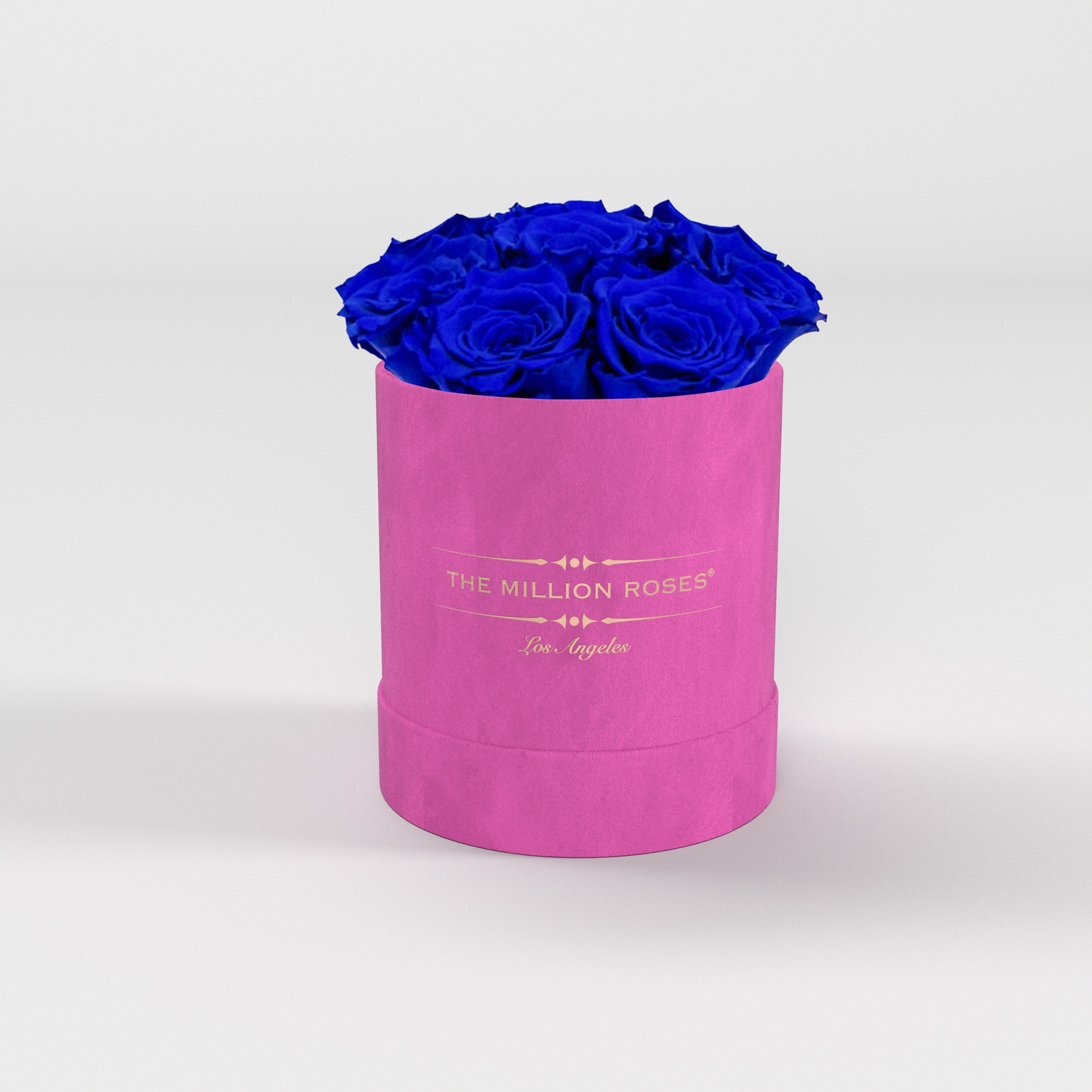 ( LA ) Hot Pink - Suede - Basic Box with Royal Blue Roses Kit - the million roses