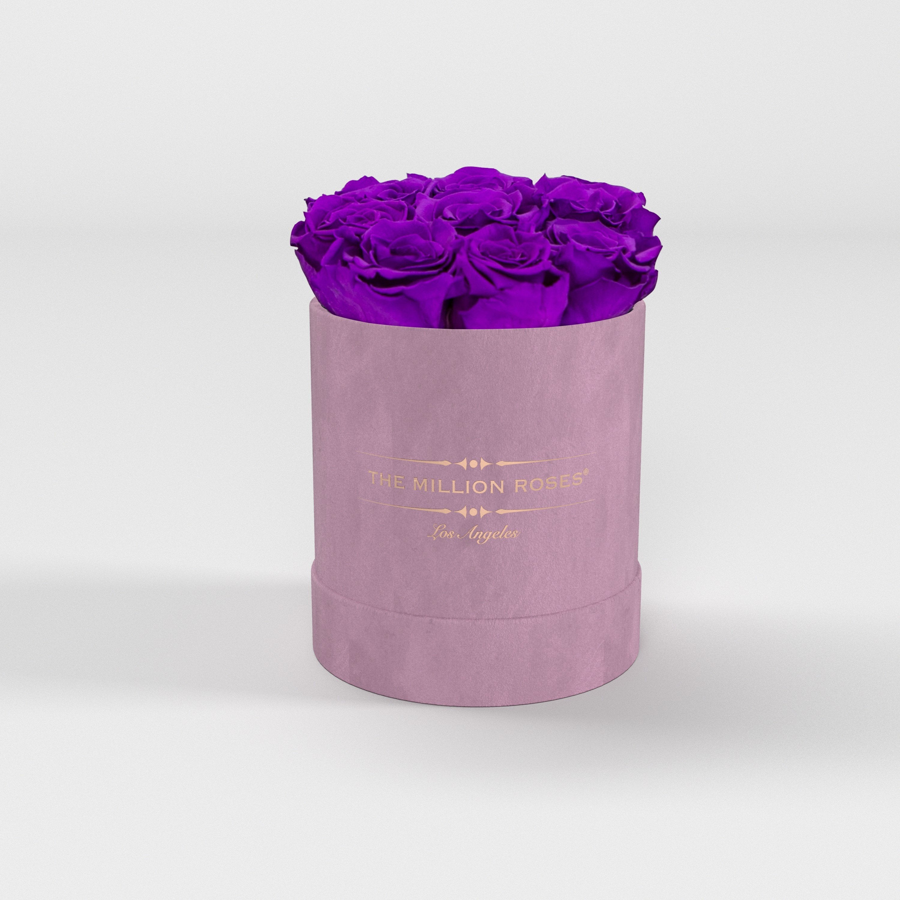 ( LA ) Light Pink - Suede - Basic Box with Bright Purple Roses Kit - the million roses